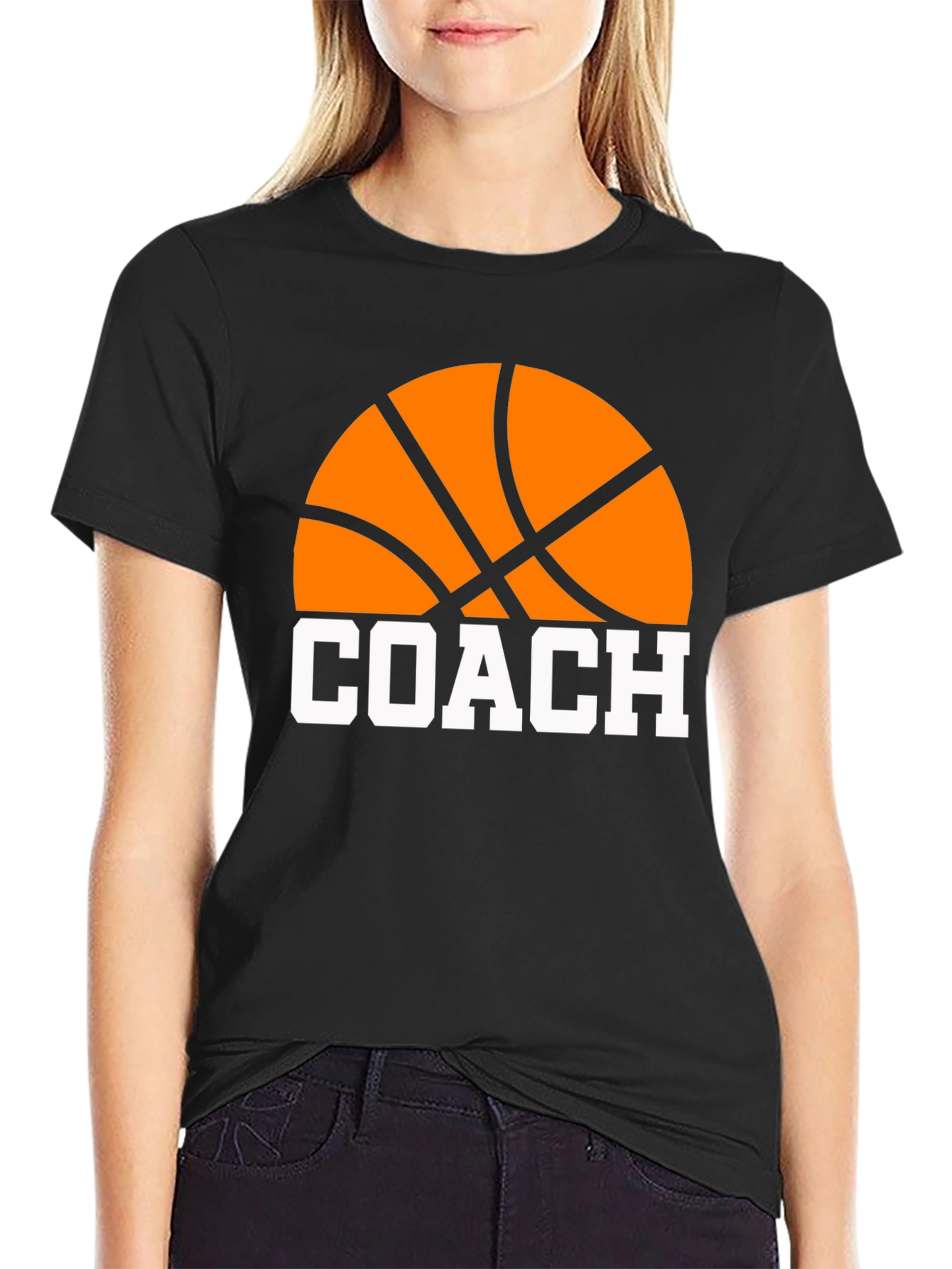 Black Basketball Coach T-Shirt view 2