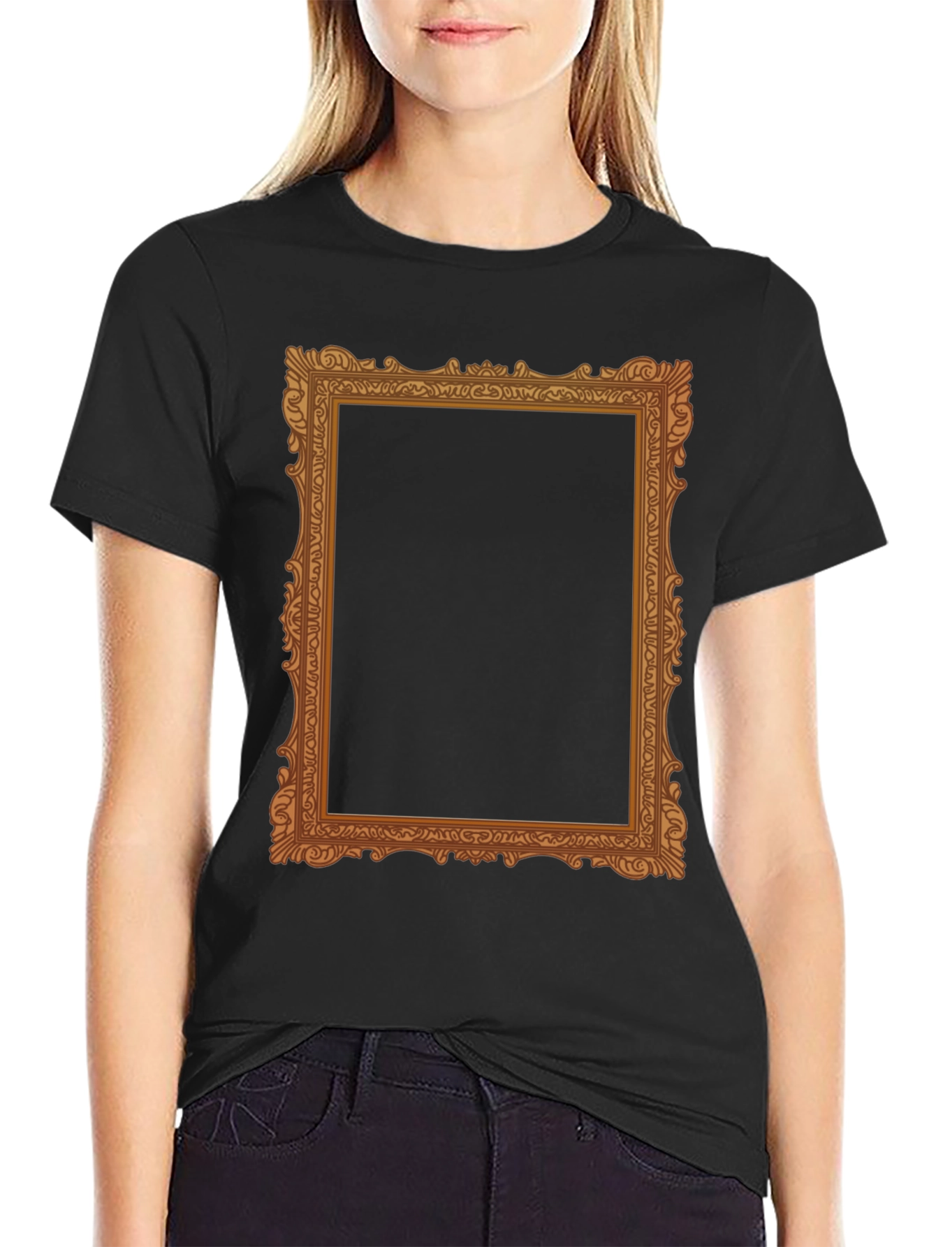 Black Ornate Frame Graphic Tee - Classic Black T-Shirt view 2