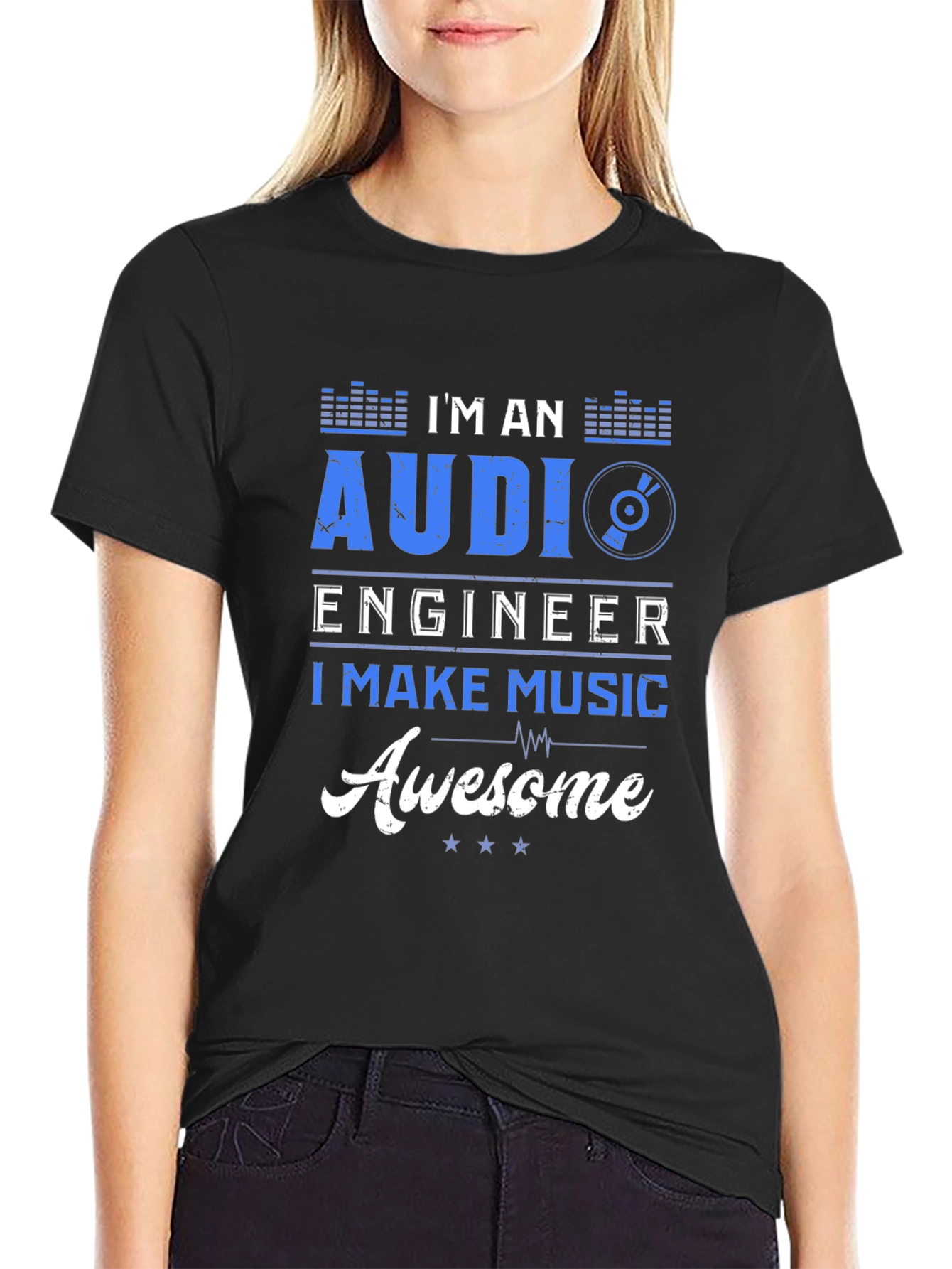 Black Audi Engineer Music Awesome T-Shirt view 2