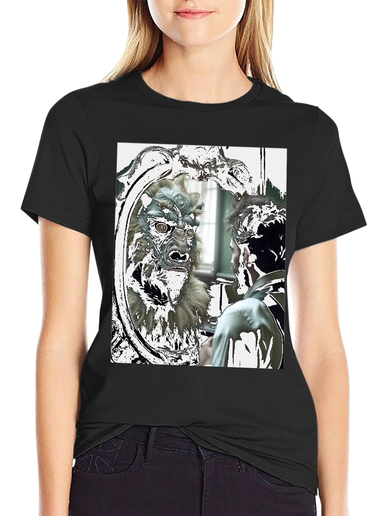 Black Monster Reflection Graphic Tee view 2