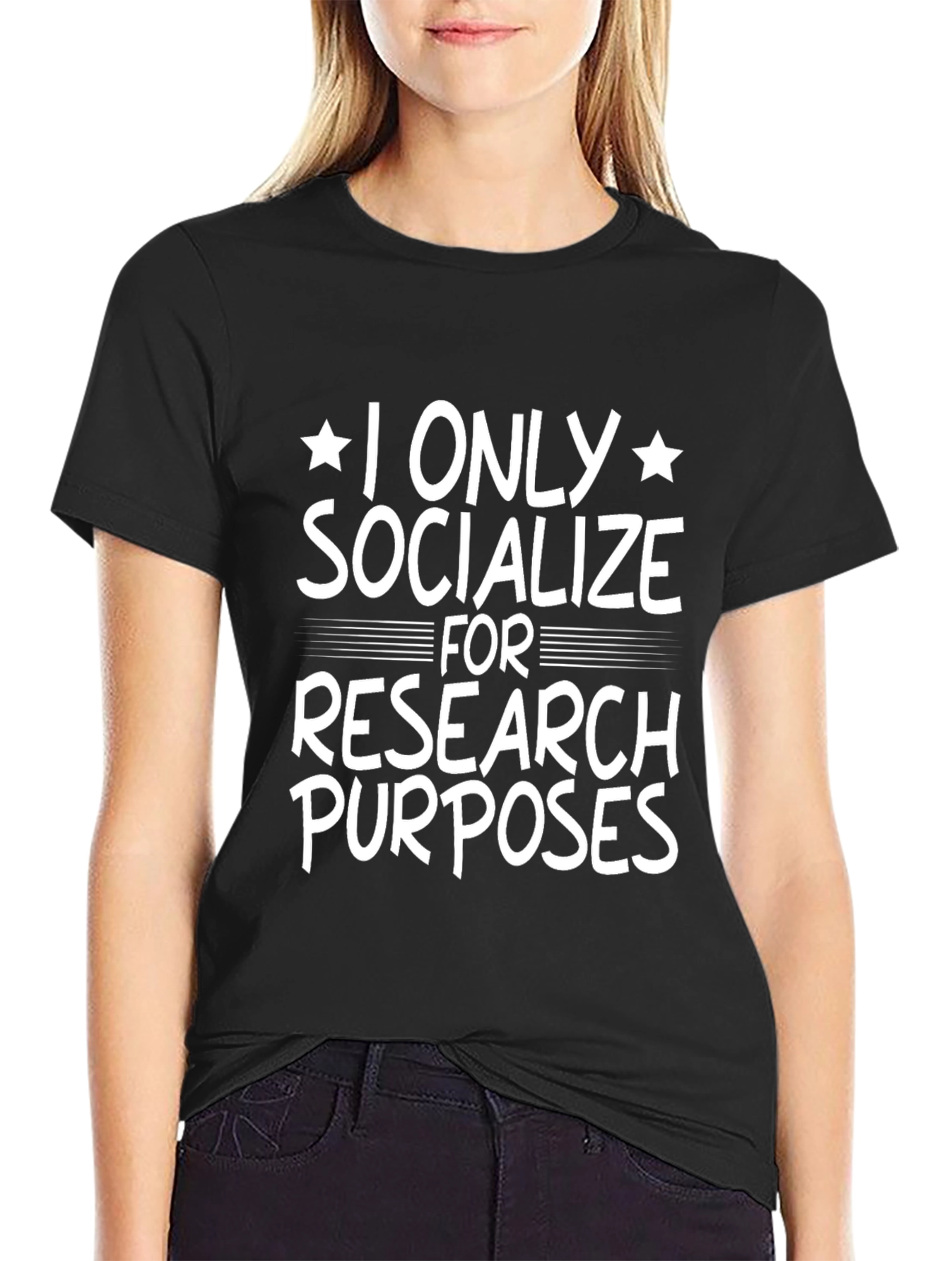Black Funny Research Purposes T-Shirt view 2