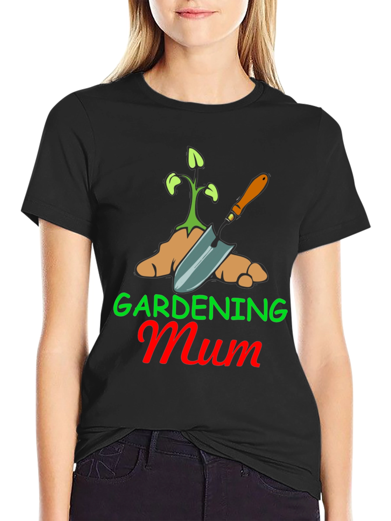 Black Gardening Mum T-Shirt - Black Cotton Blend view 2