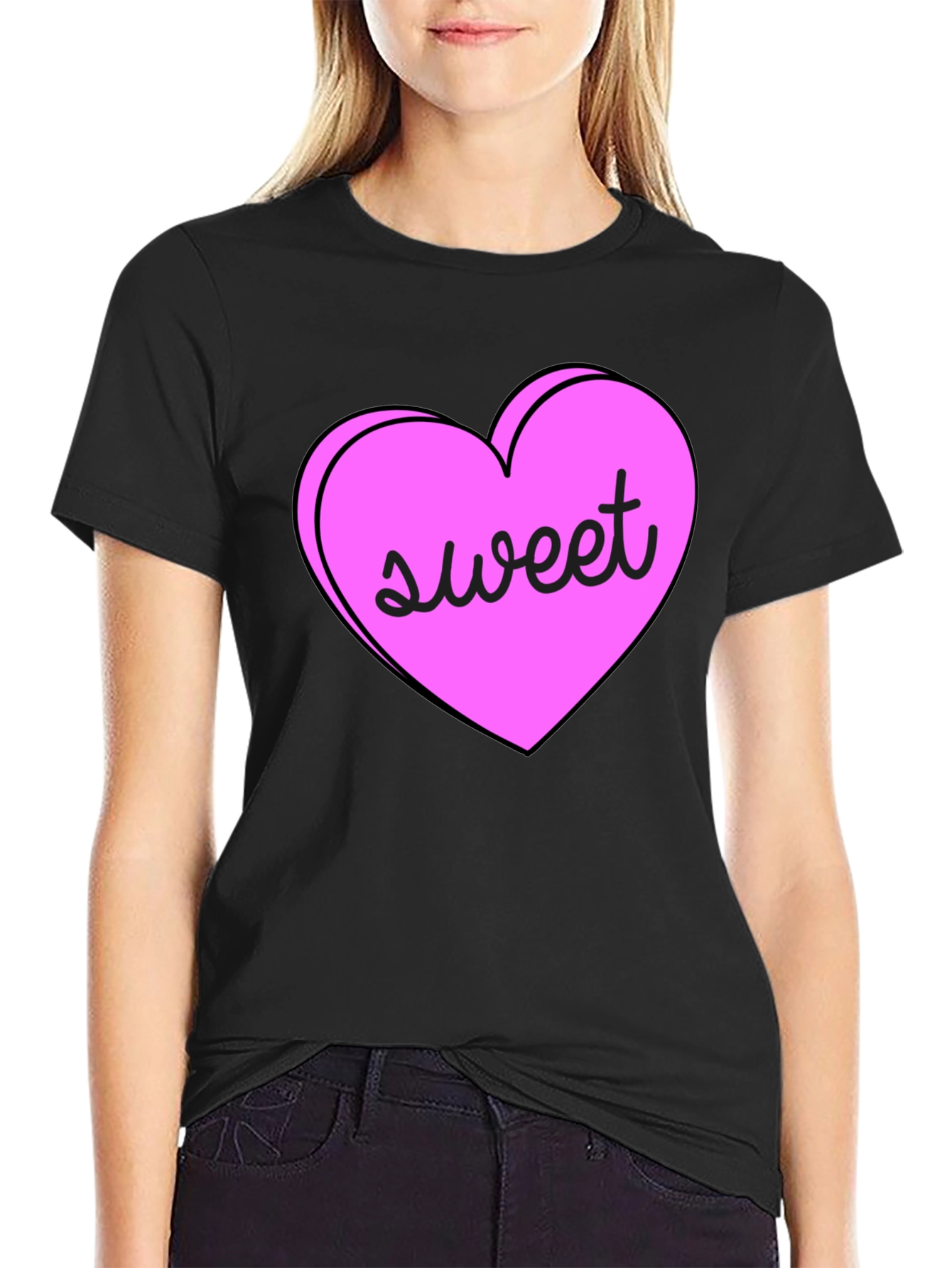 Black Sweet Heart Valentine's Day T-Shirt view 2