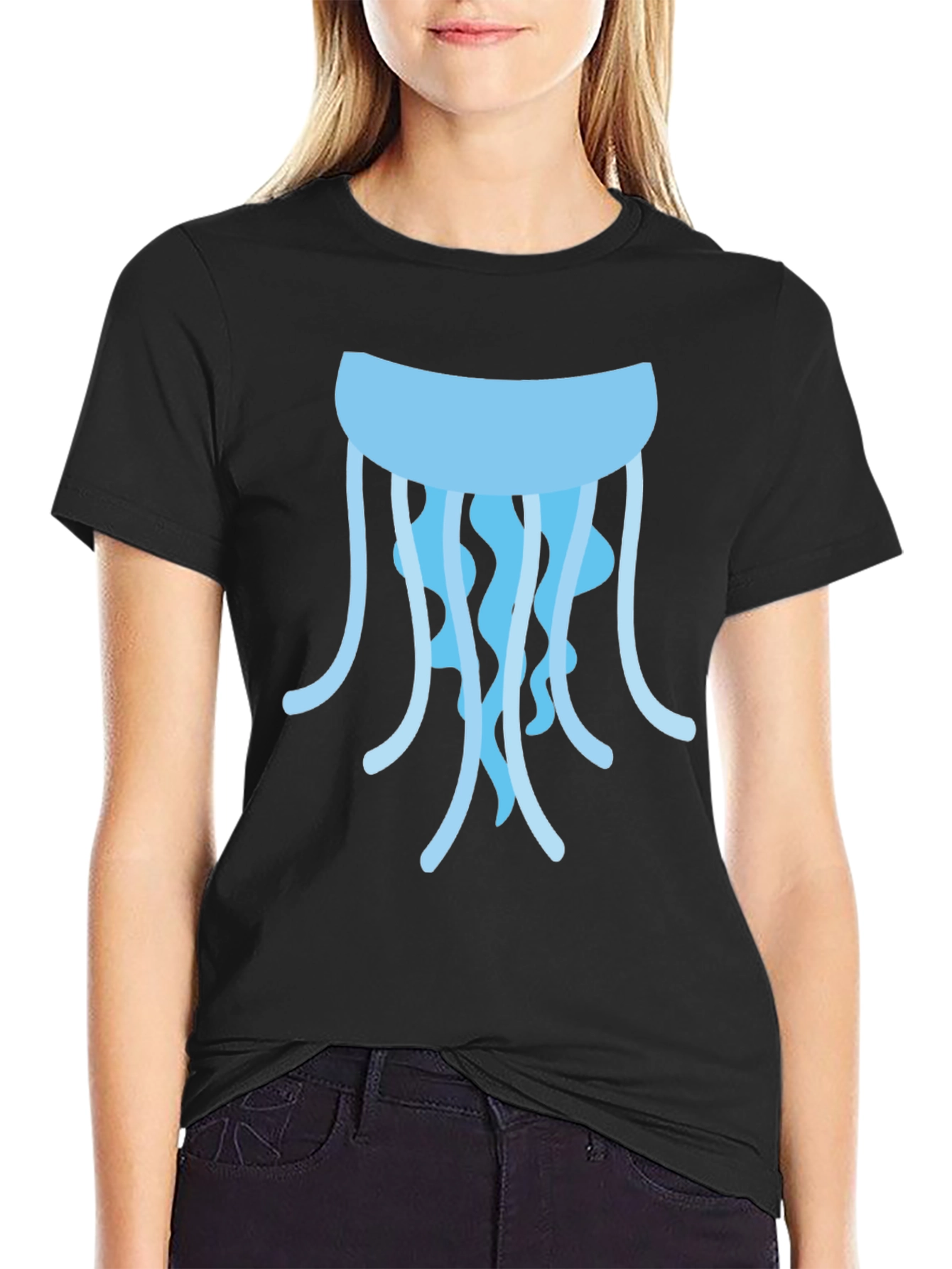 Black Jellyfish Graphic T-Shirt - Casual Style view 2
