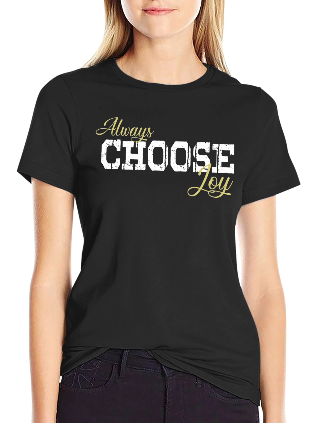 Black Always Choose Joy Black Graphic T-Shirt view 2
