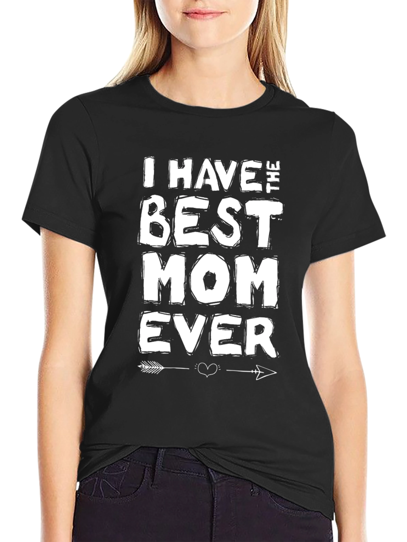 Black Best Mom Ever Graphic T-Shirt - Men's Black Crew Neck view 2