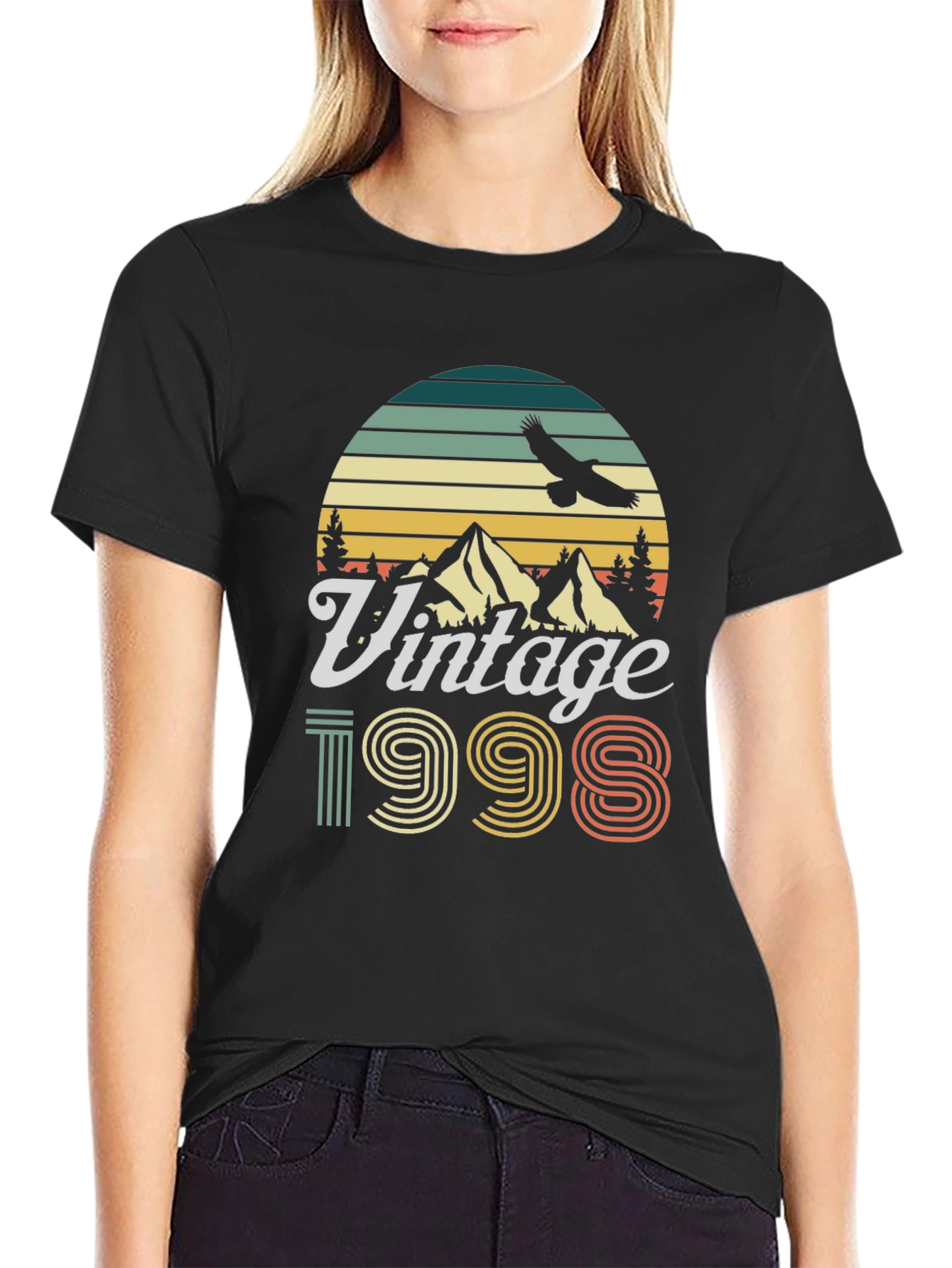 Black Vintage 1998 Graphic Tee - Retro Style view 2