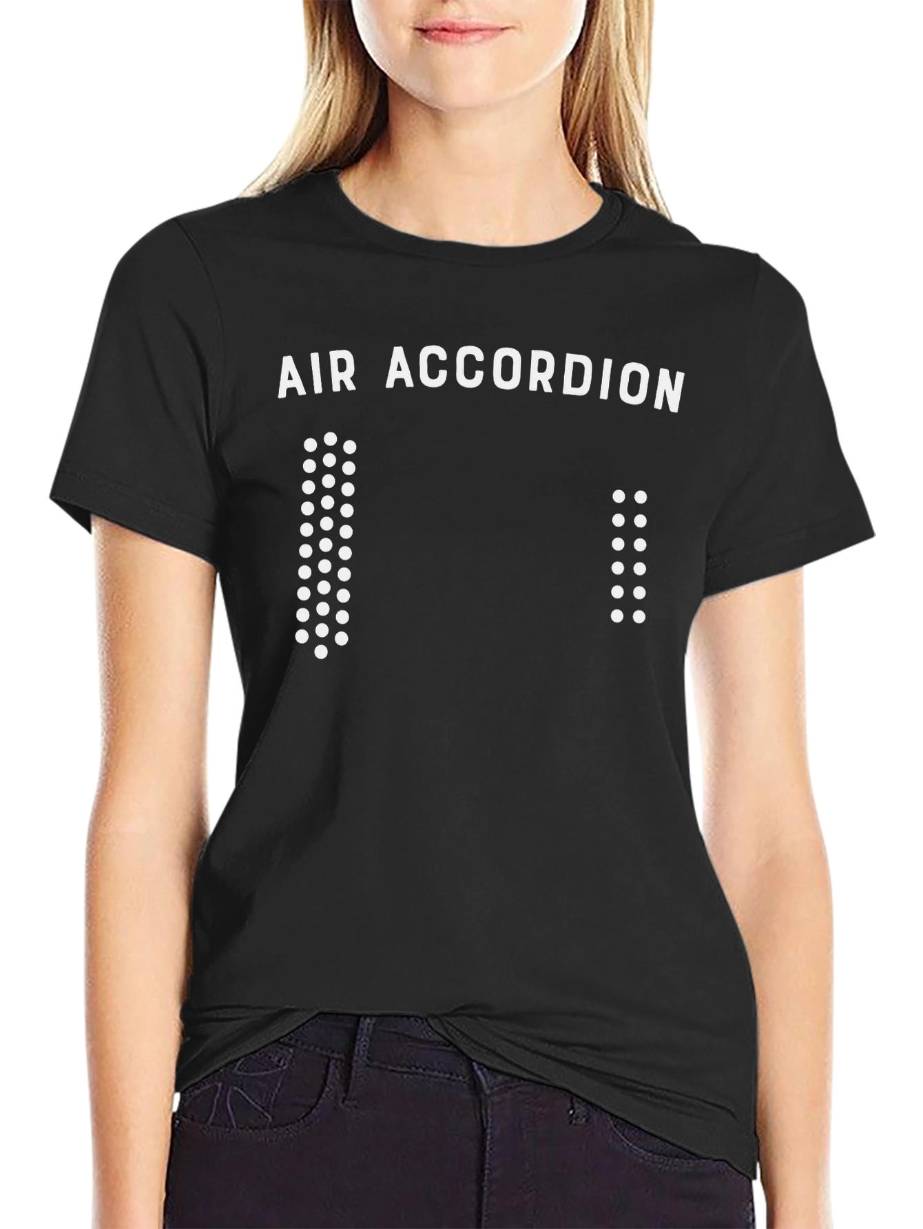 Black Air Accordion Funny Black T-Shirt view 2