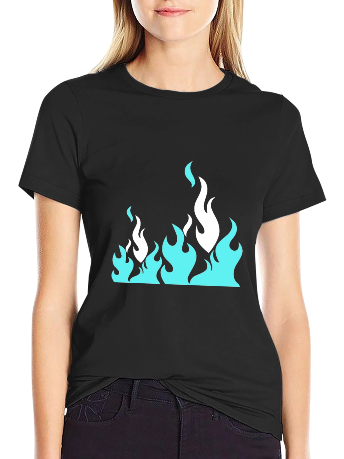Black Cool Flames Graphic Tee - Black view 2