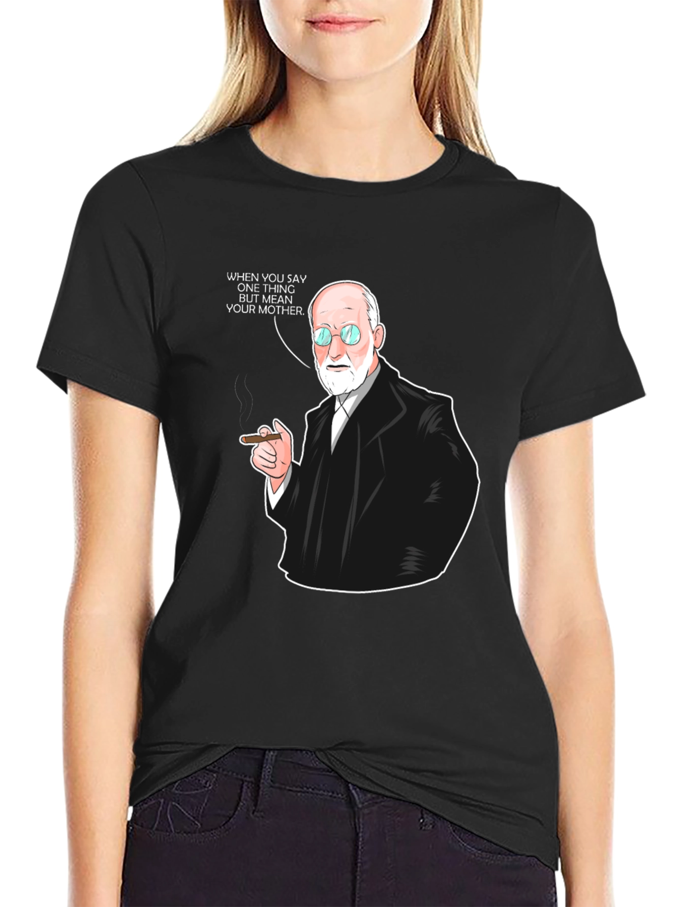 Black Freud T-Shirt: Funny Psychoanalysis Humor Tee view 2