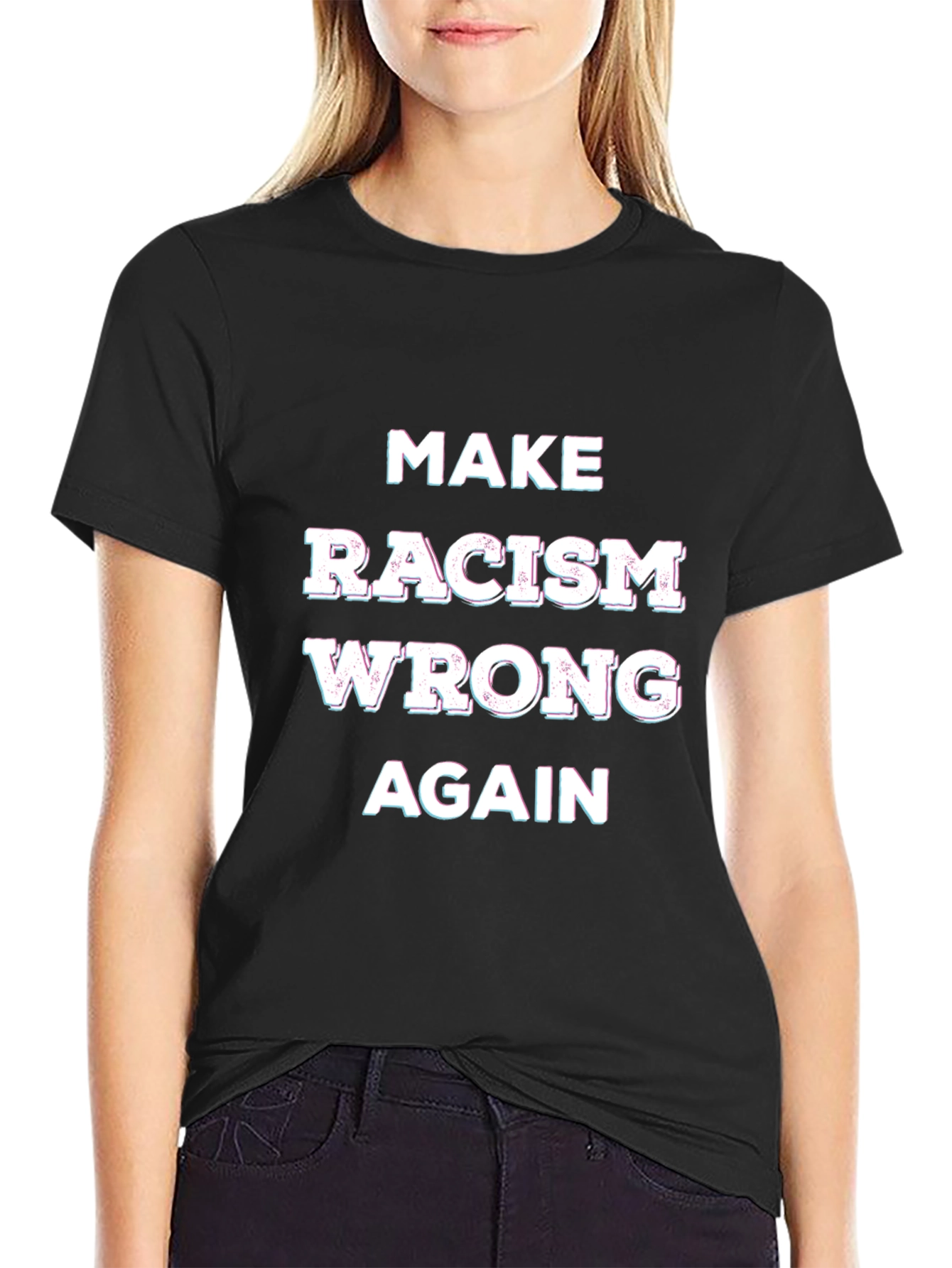Black Make Racism Wrong Again Graphic Tee view 2