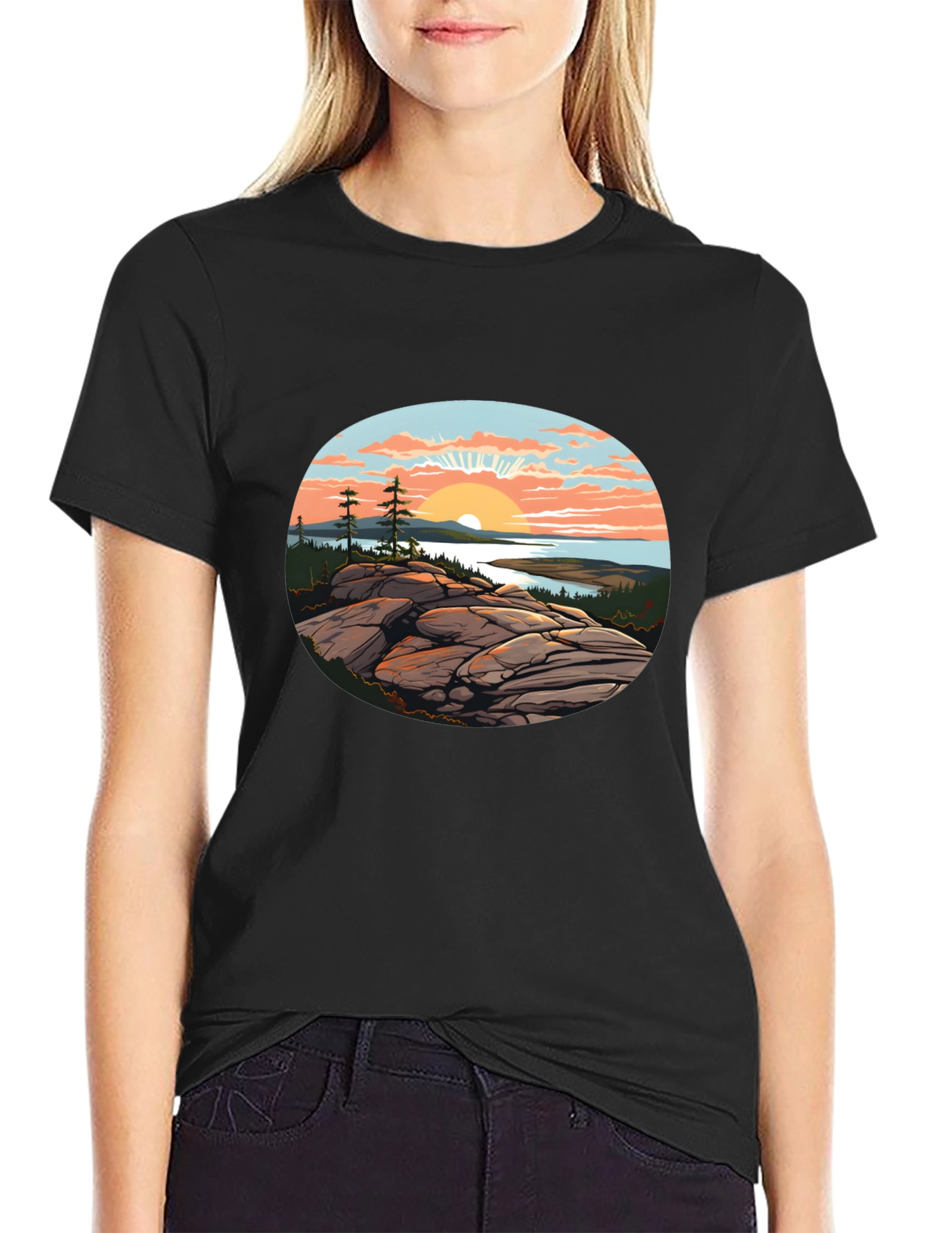 Black Scenic Sunrise T-Shirt view 2