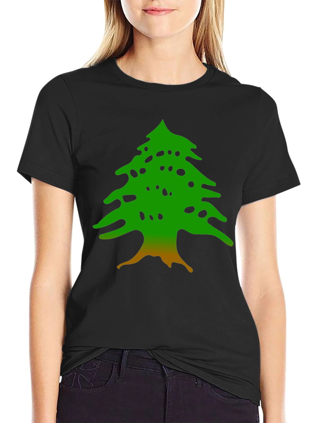 Black Lebanese Cedar Tree Graphic Tee view 2