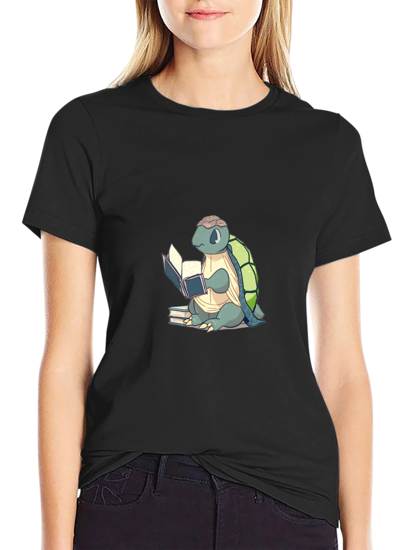 Black Bookish Turtle Graphic T-Shirt - Black view 2