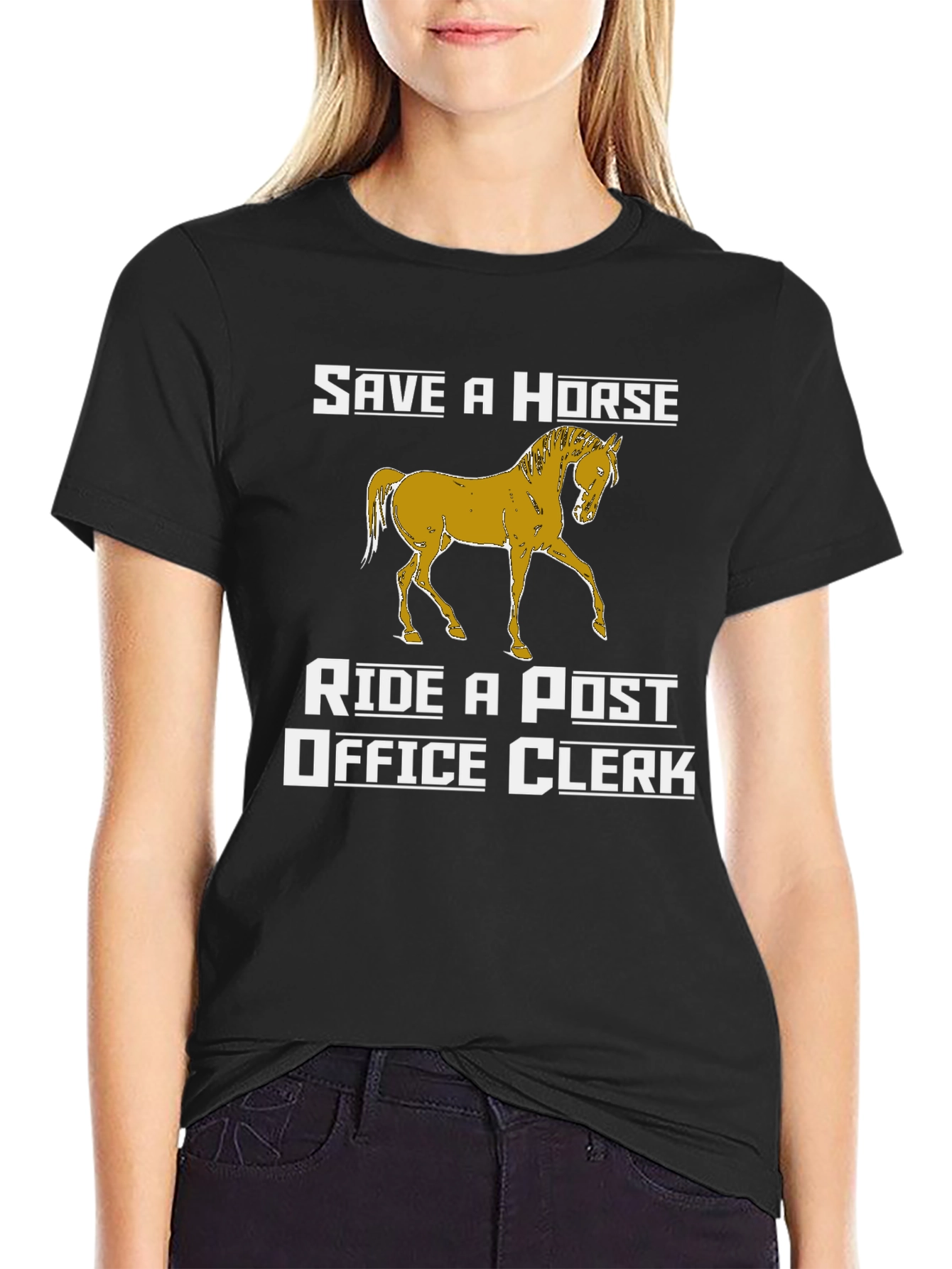 Black Save A Horse Ride A Post Office Clerk T-Shirt view 2