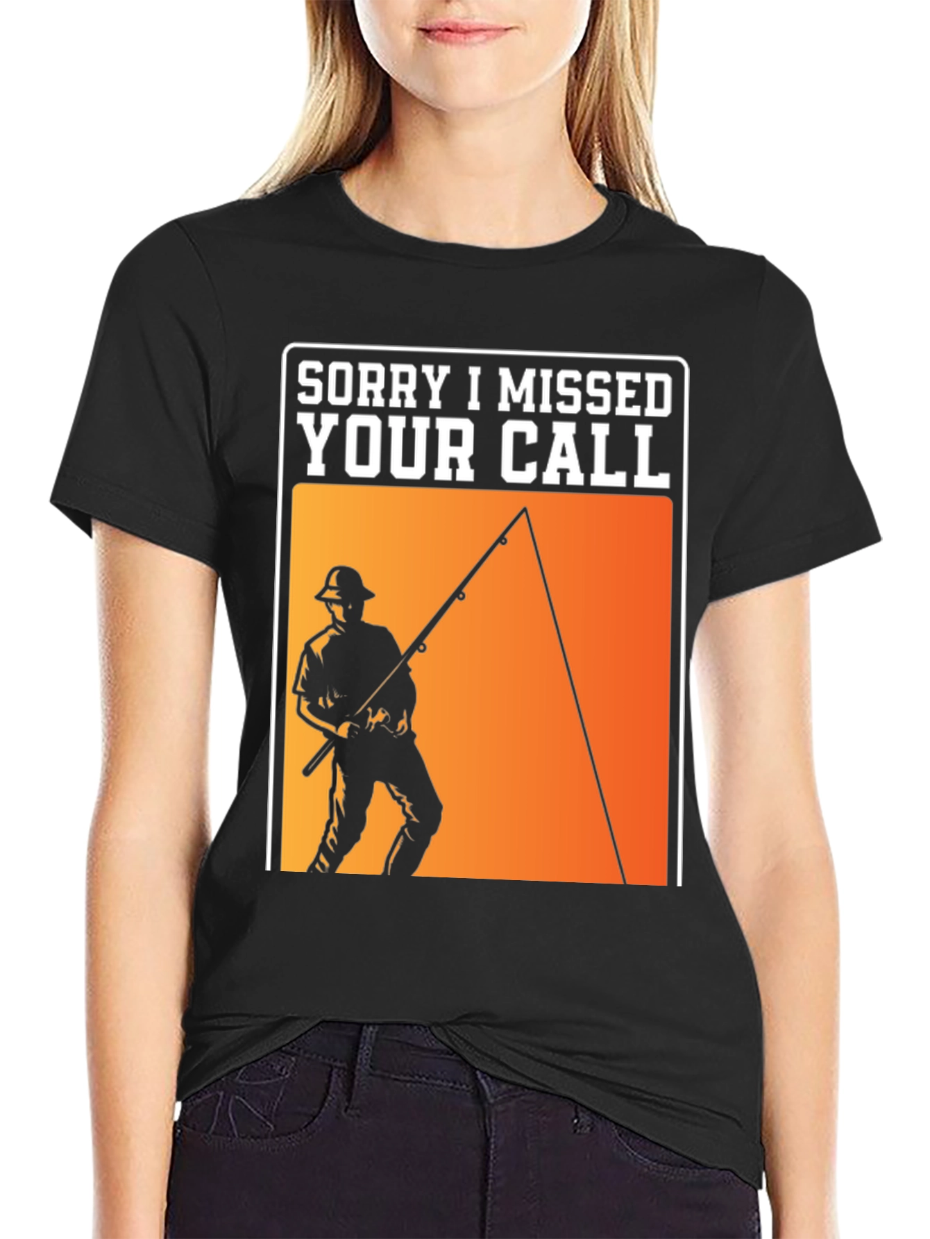 Black Sorry I Missed Your Call Fishing T-Shirt view 2