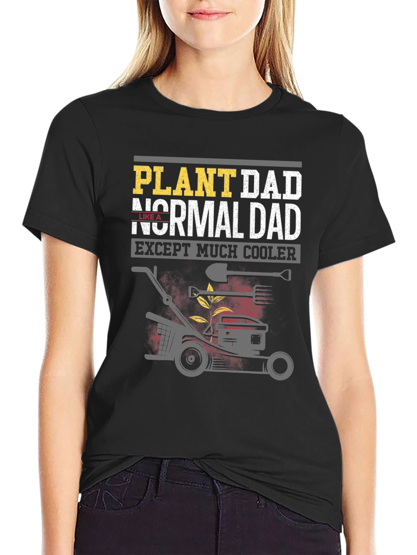 Black Plant Dad T-Shirt - Cooler Than Normal! view 2