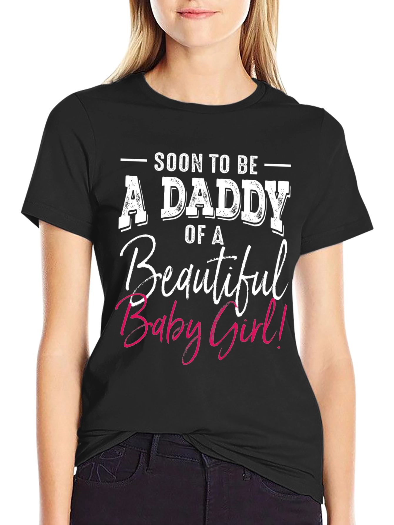 Black Soon To Be A Daddy of A Beautiful Baby Girl T-Shirt view 2
