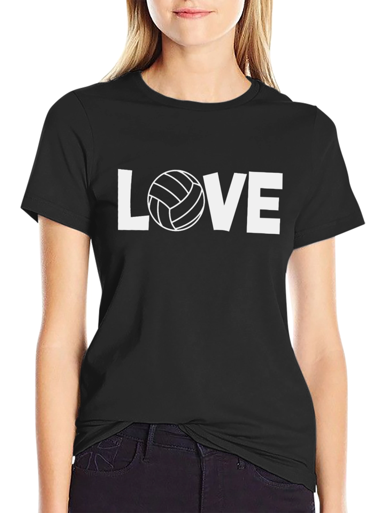 Black Volleyball Love Graphic T-Shirt - Soft Cotton Tee view 2