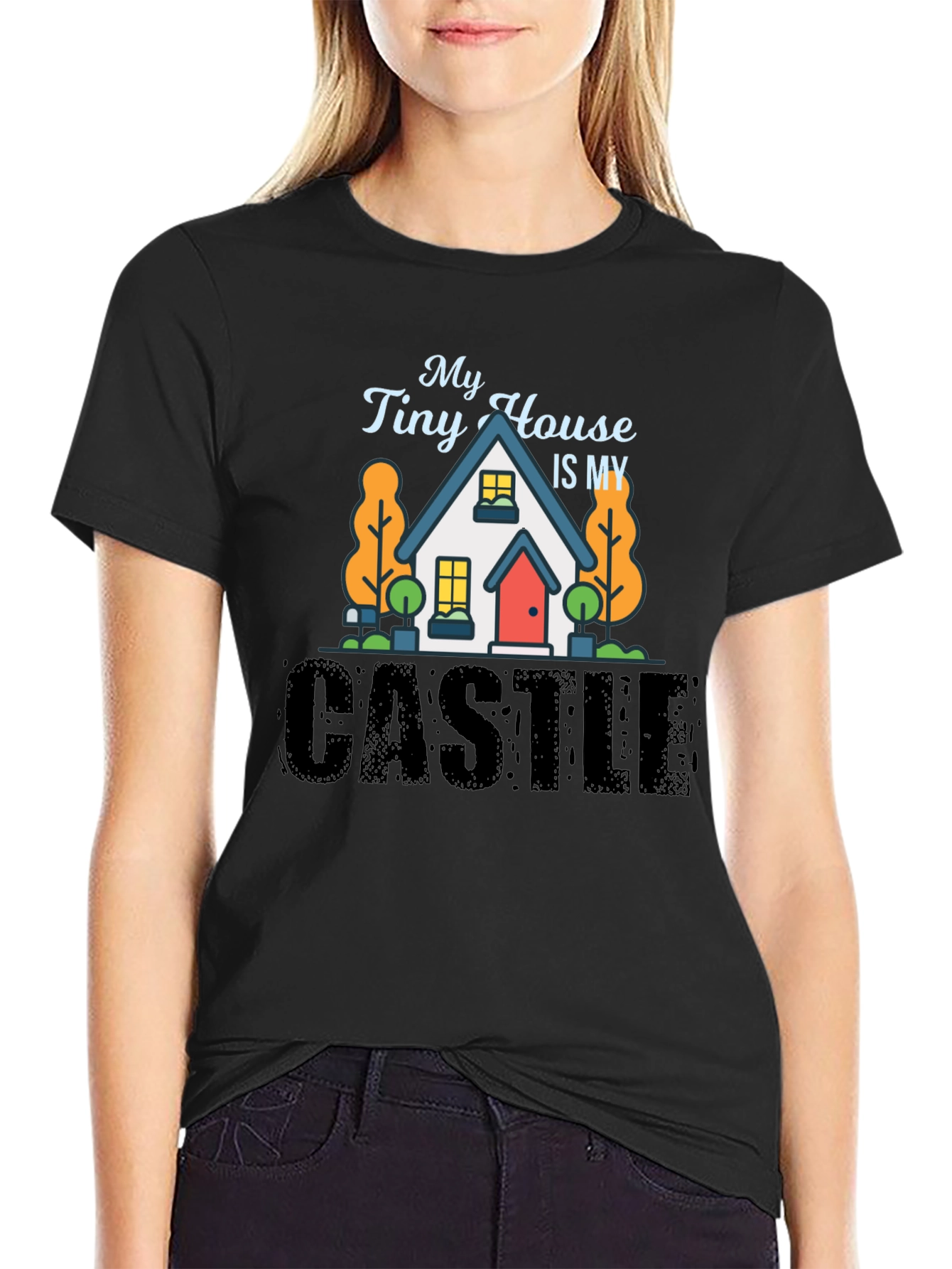 Black My Tiny House Is My Castle Black T-Shirt view 2