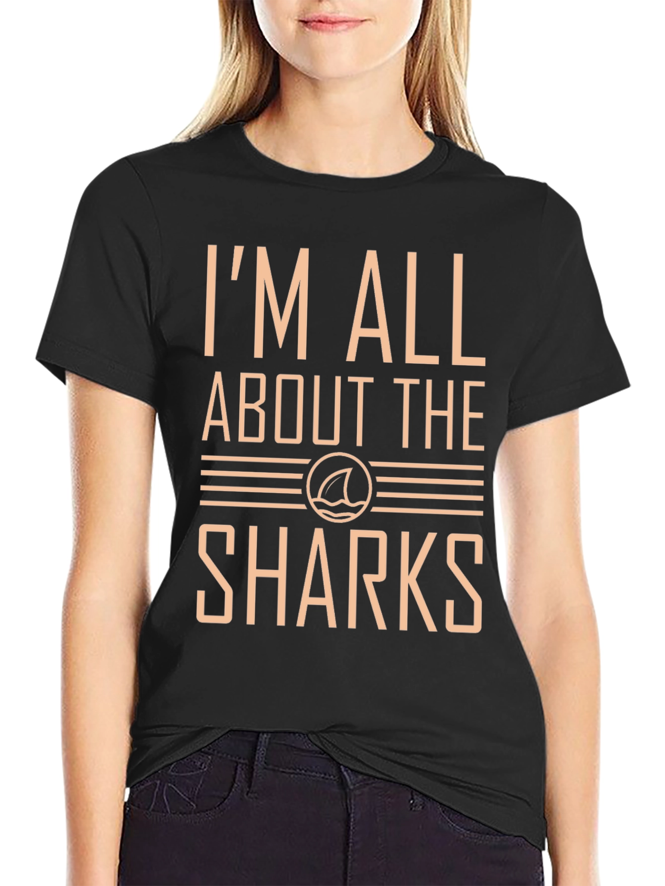 Black I'm All About The Sharks Graphic T-Shirt view 2