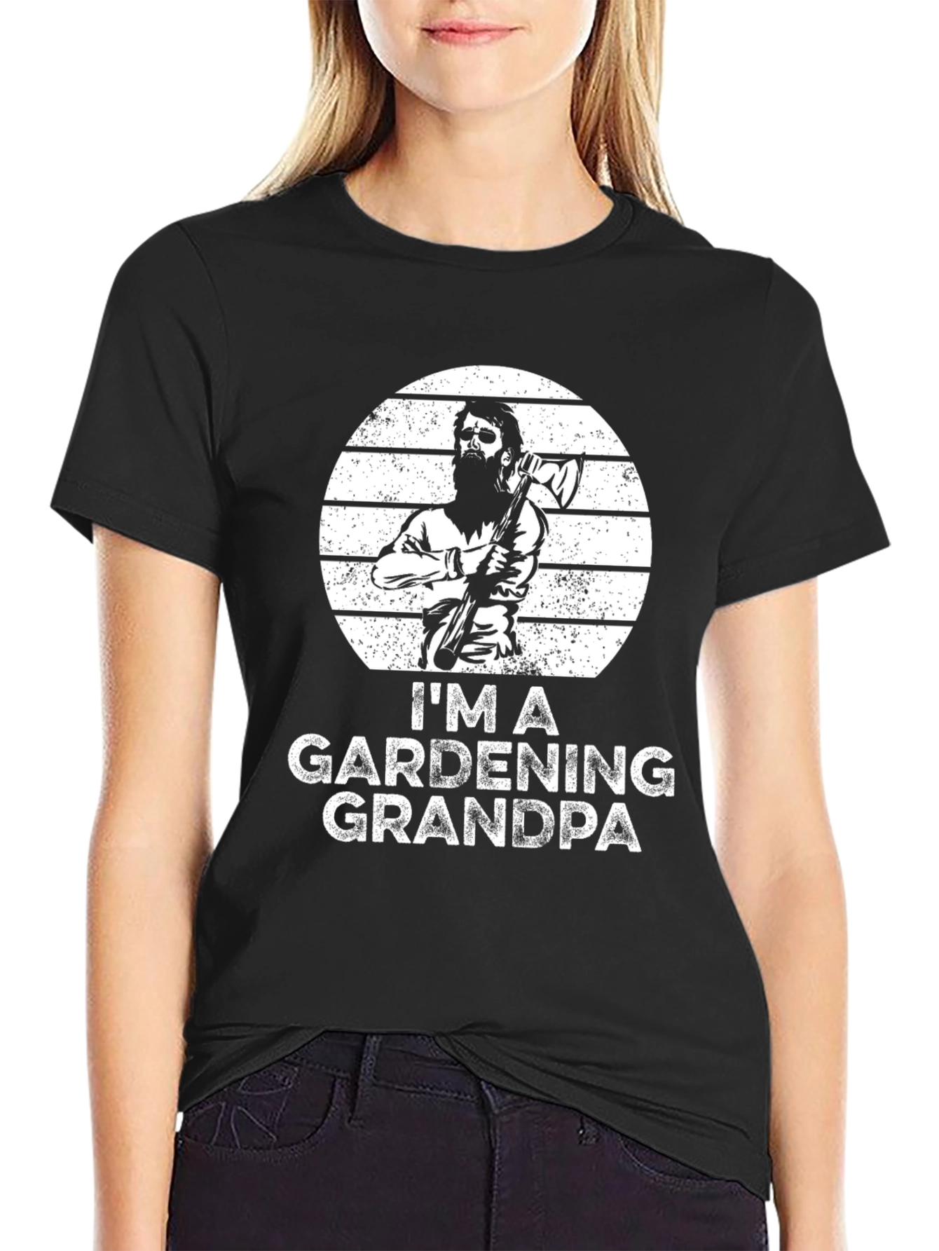 Black Gardening Grandpa Black Graphic Tee view 2