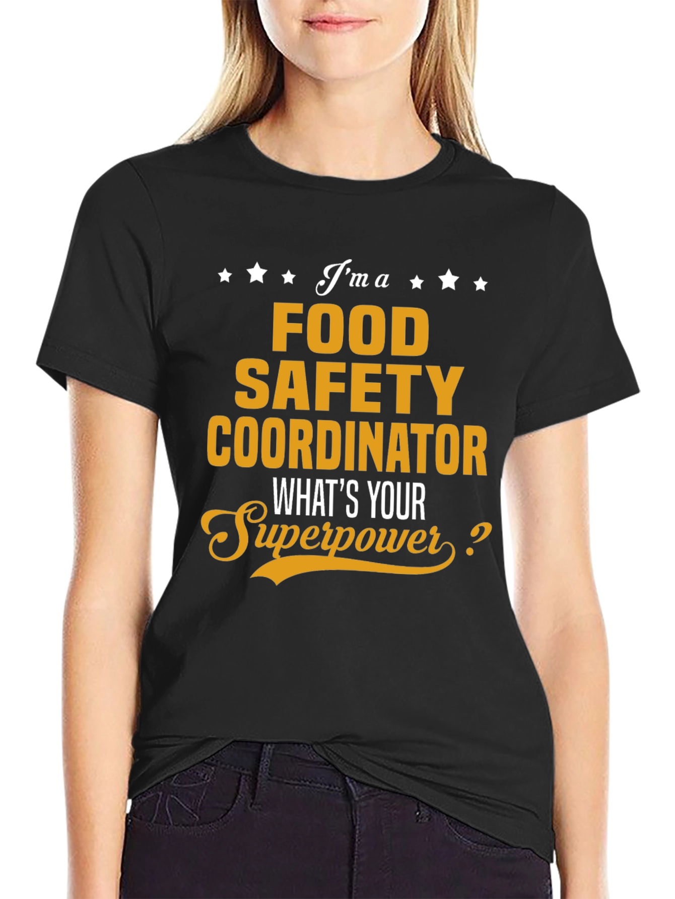 Black Food Safety Coordinator Superpower T-Shirt view 2