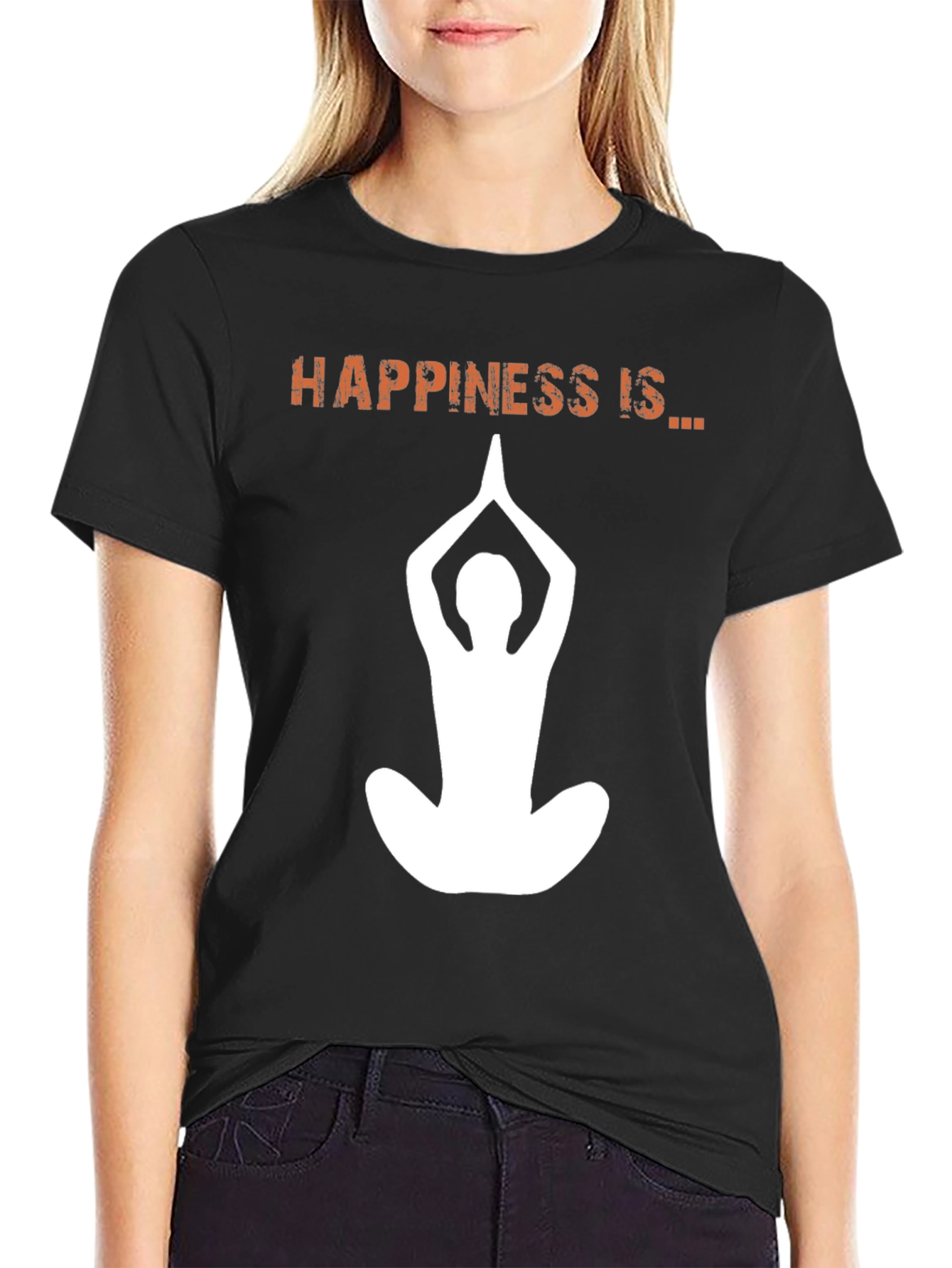 Black Happiness is... Yoga T-Shirt - Meditation Tee view 2