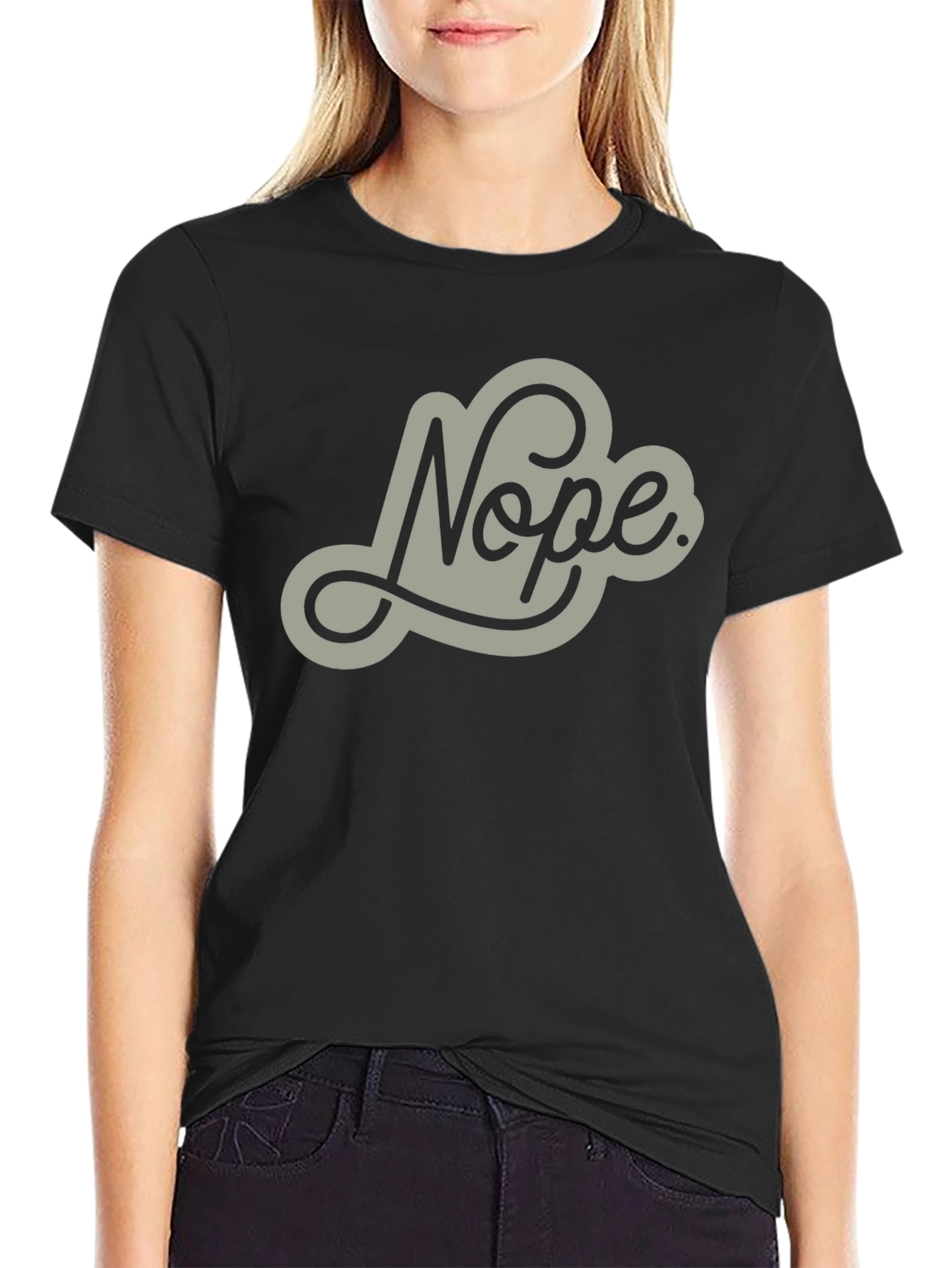 Black Nope Graphic Tee - Mens Casual Crew Neck T-Shirt view 2