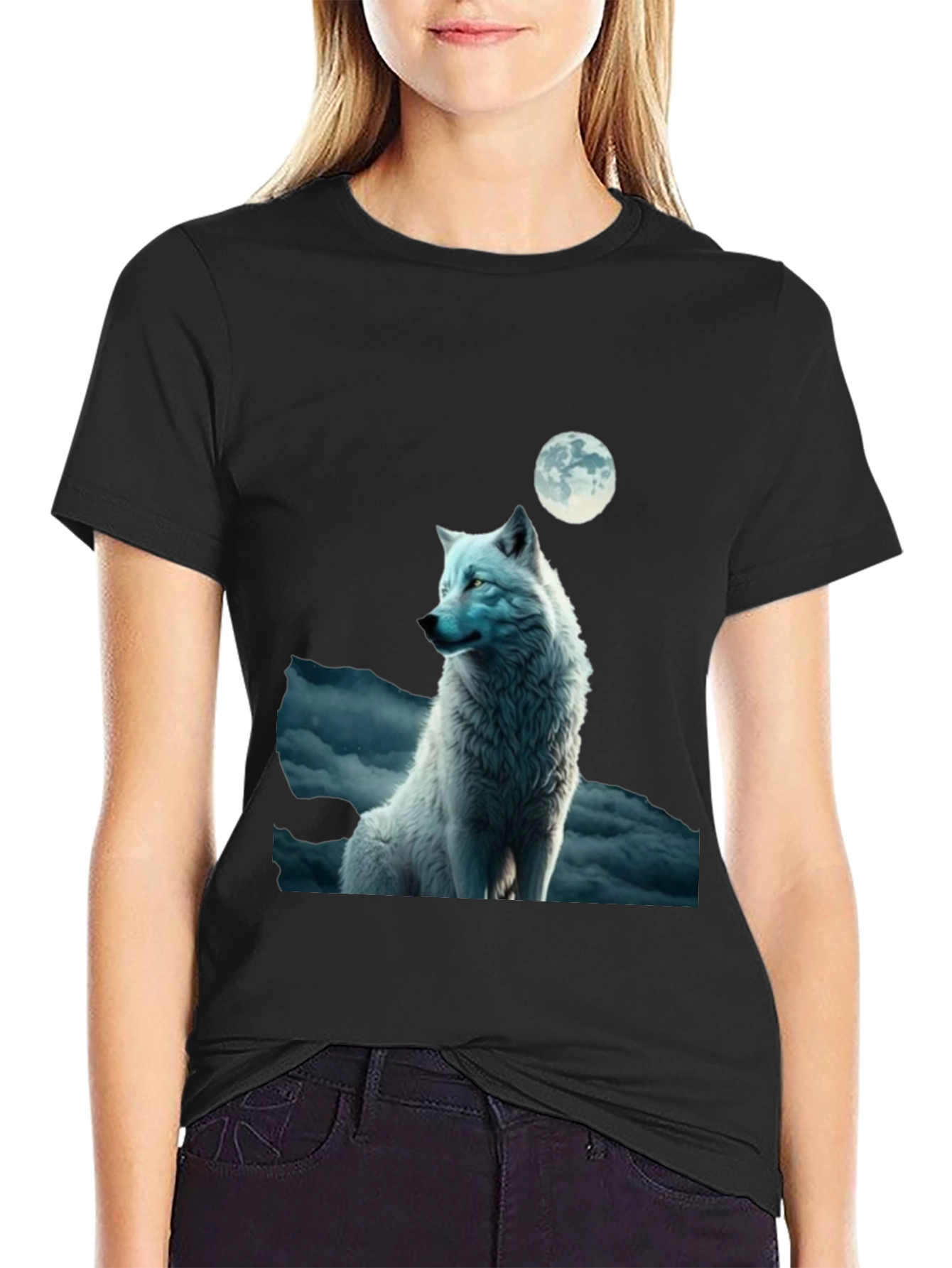 Black Wolf Moon Graphic T-Shirt view 2