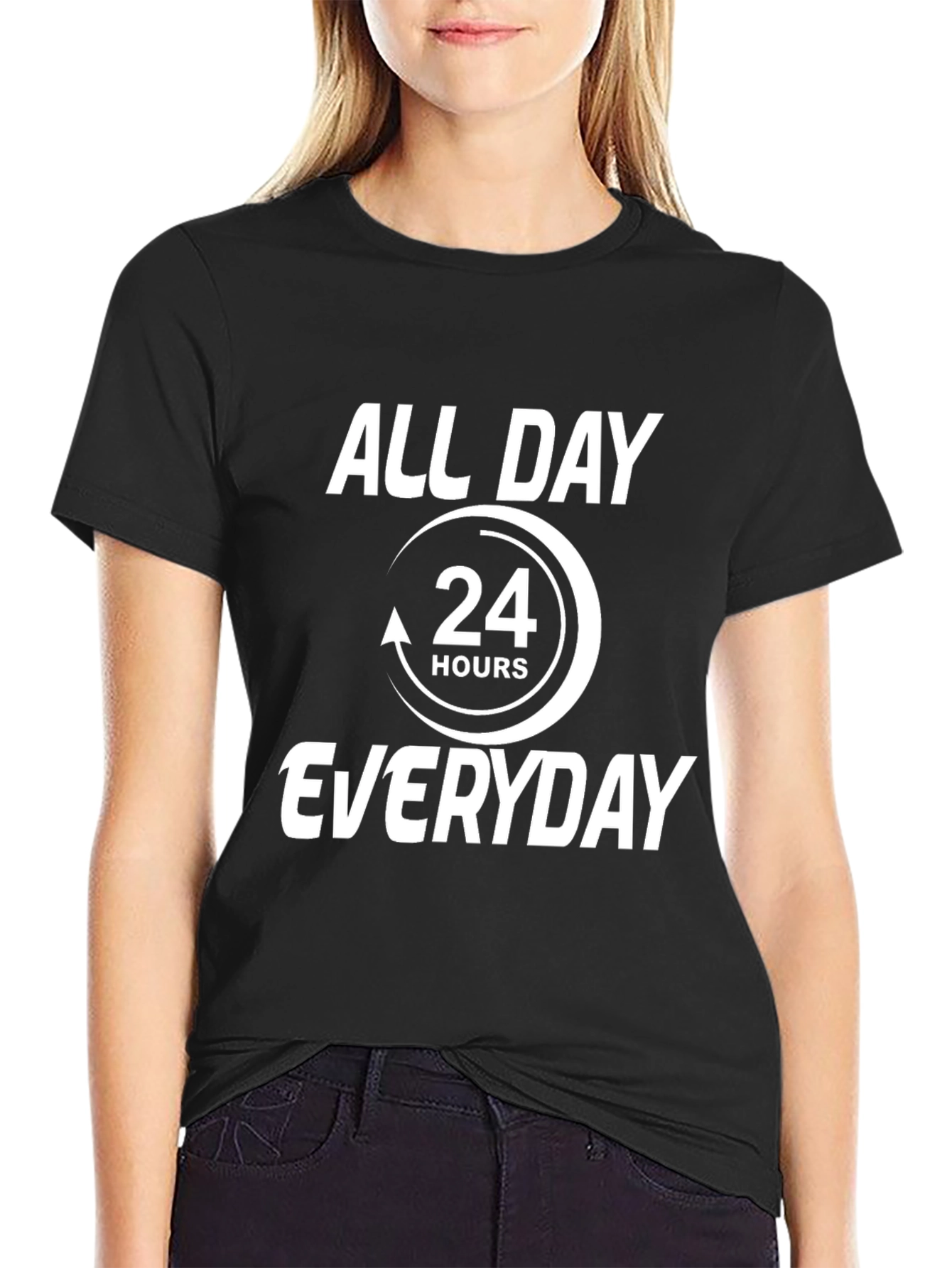 Black All Day Everyday 24 Hours Graphic Tee view 2