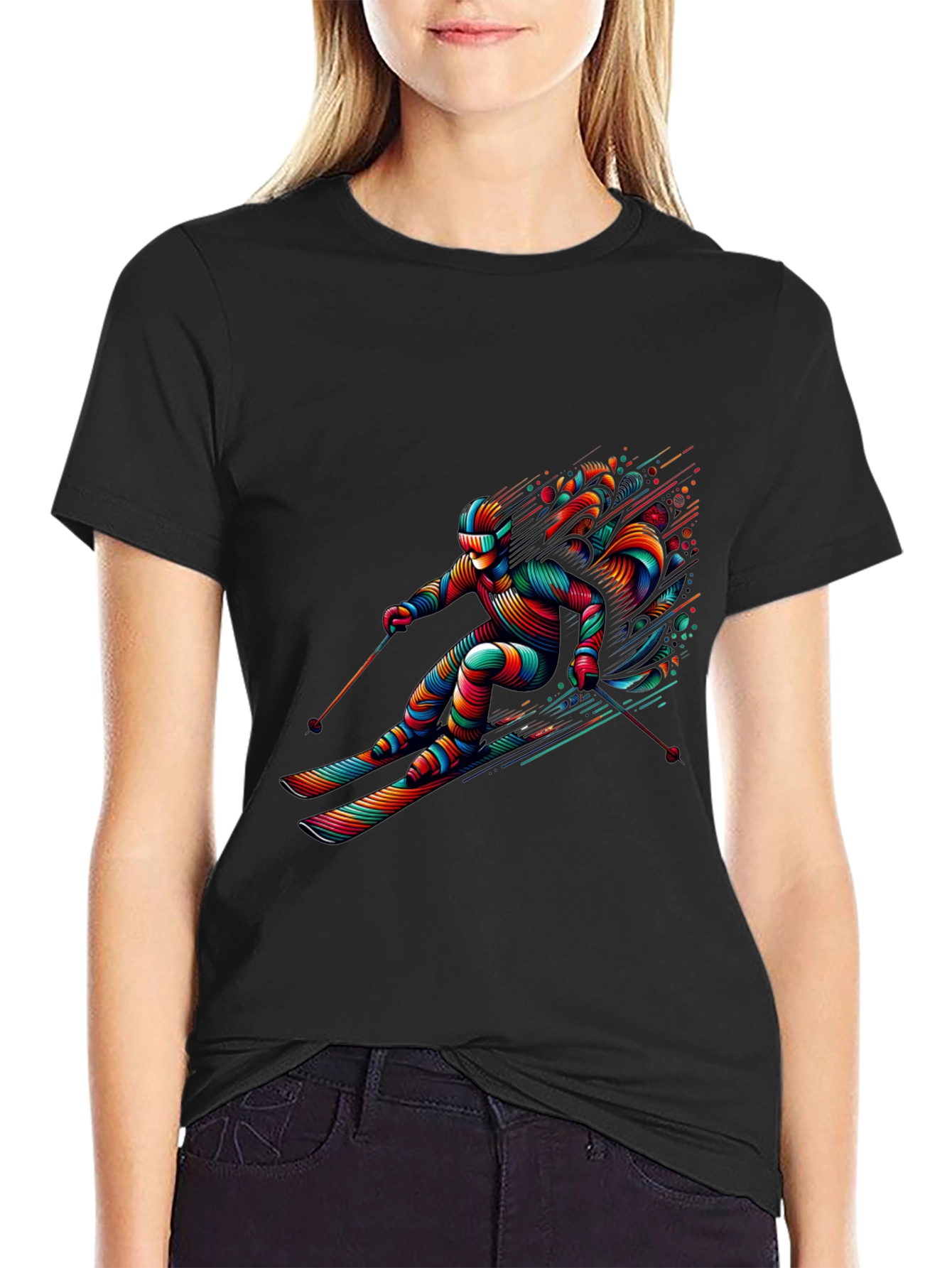 Black Vibrant Skier Graphic Tee - Black view 2