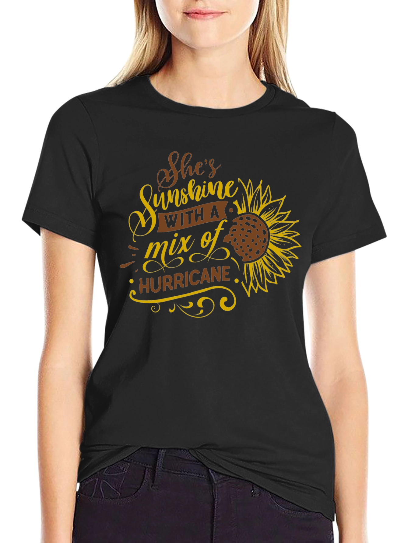 Black She's Sunshine Hurricane T-Shirt view 2
