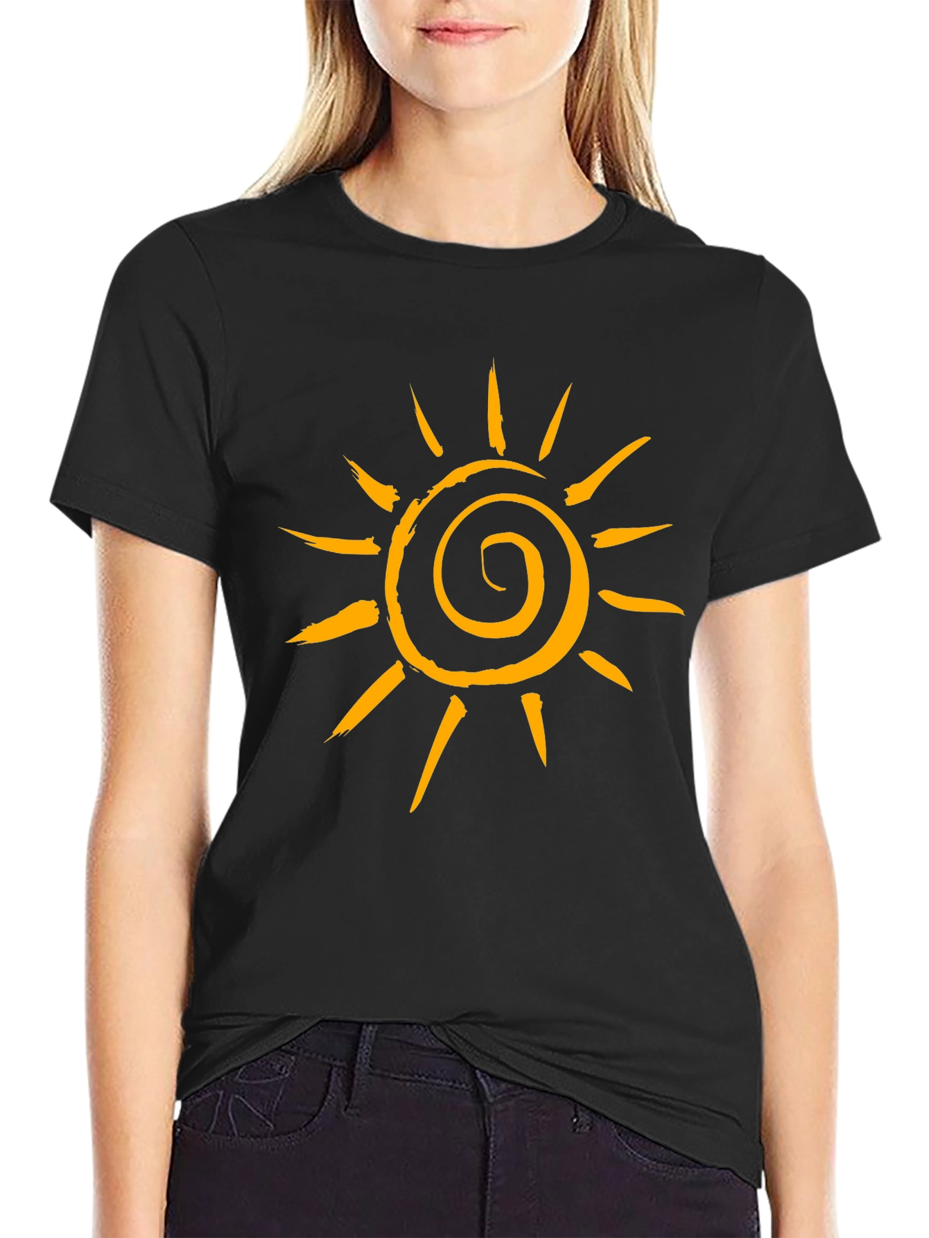 Black Sun Graphic T-Shirt - Black Cotton Tee view 2