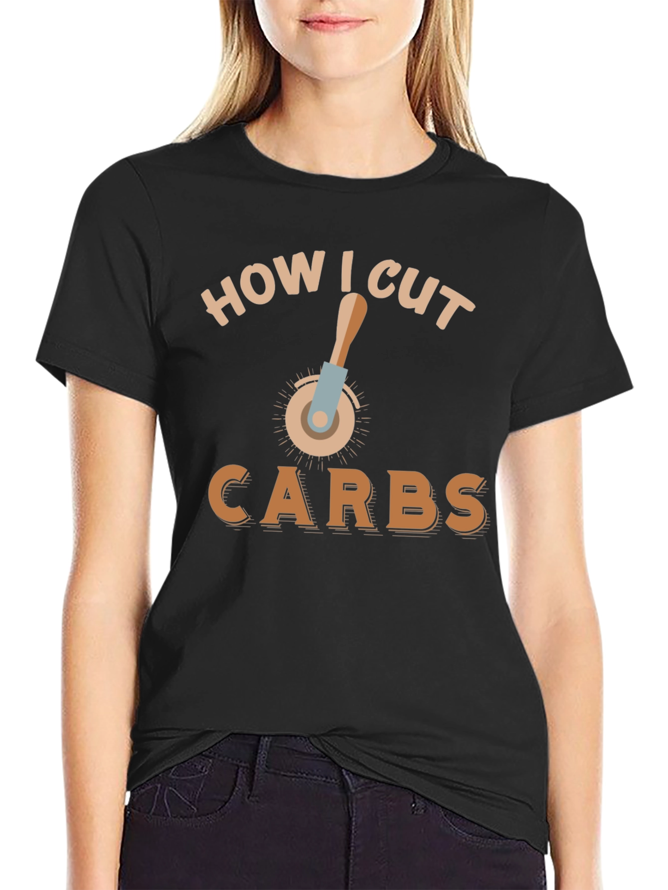 Black Funny How I Cut Carbs T-Shirt view 2