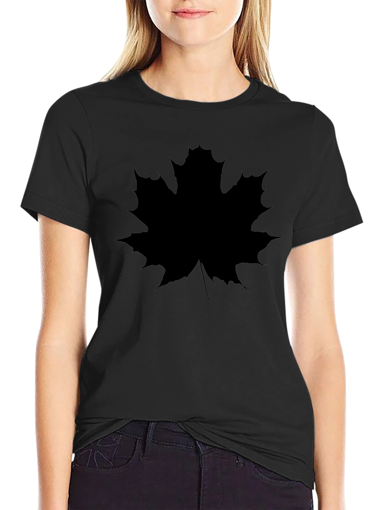 Black Maple Leaf Graphic Tee - Black view 2