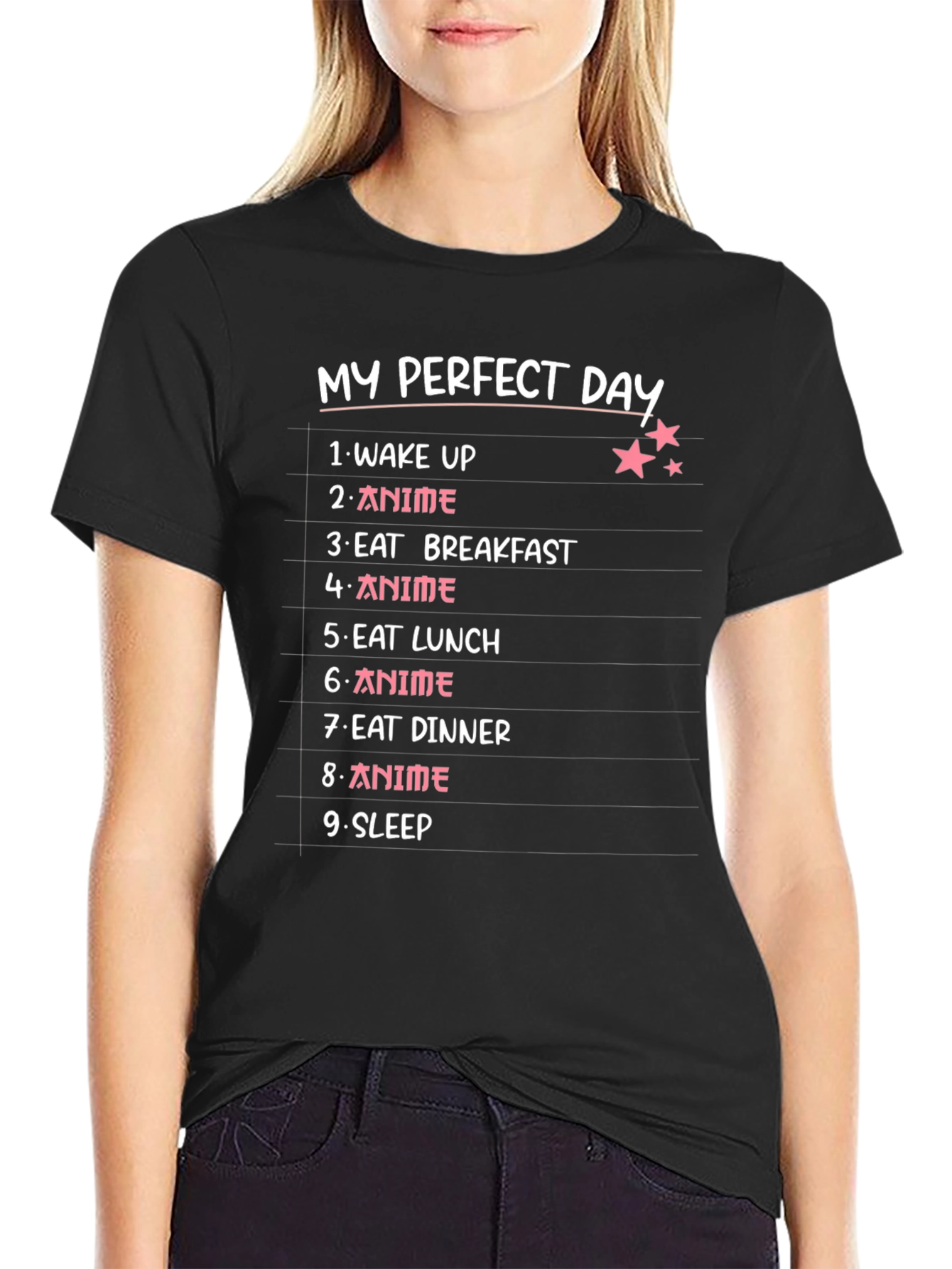 Black My Perfect Day Anime T-Shirt view 2