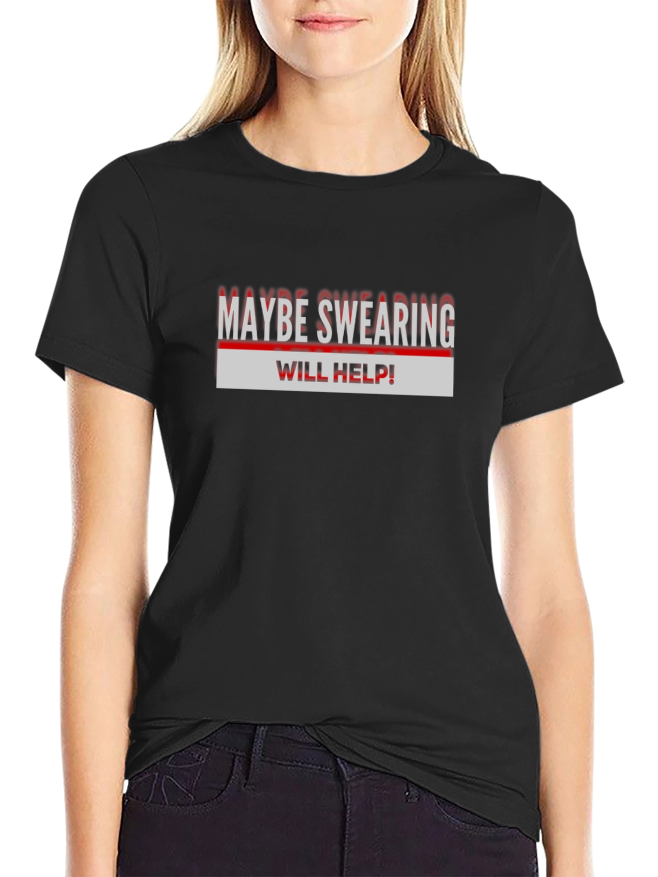 Black Maybe Swearing Will Help T-Shirt view 2