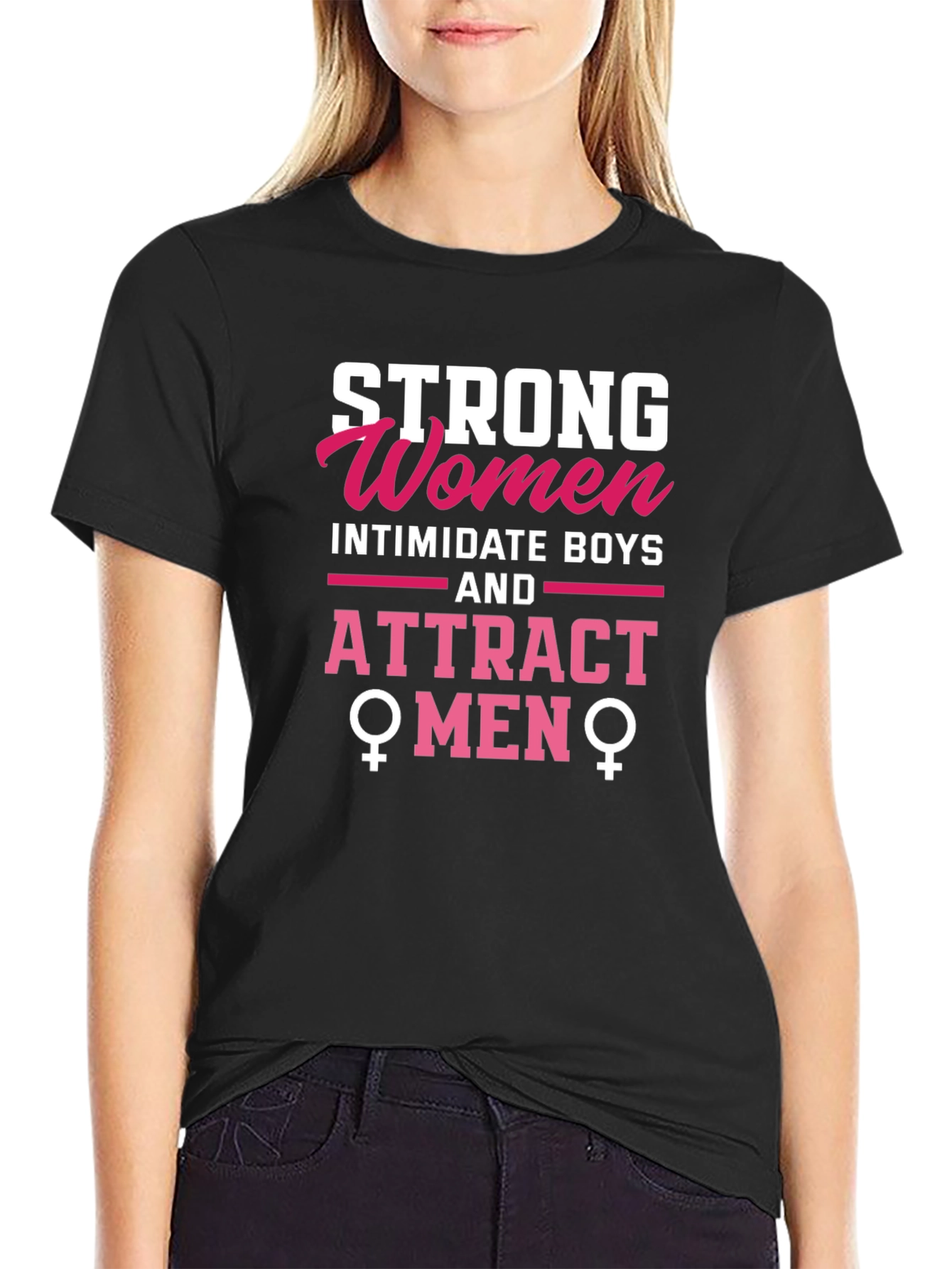 Black Strong Women Attract Men Graphic Tee view 2