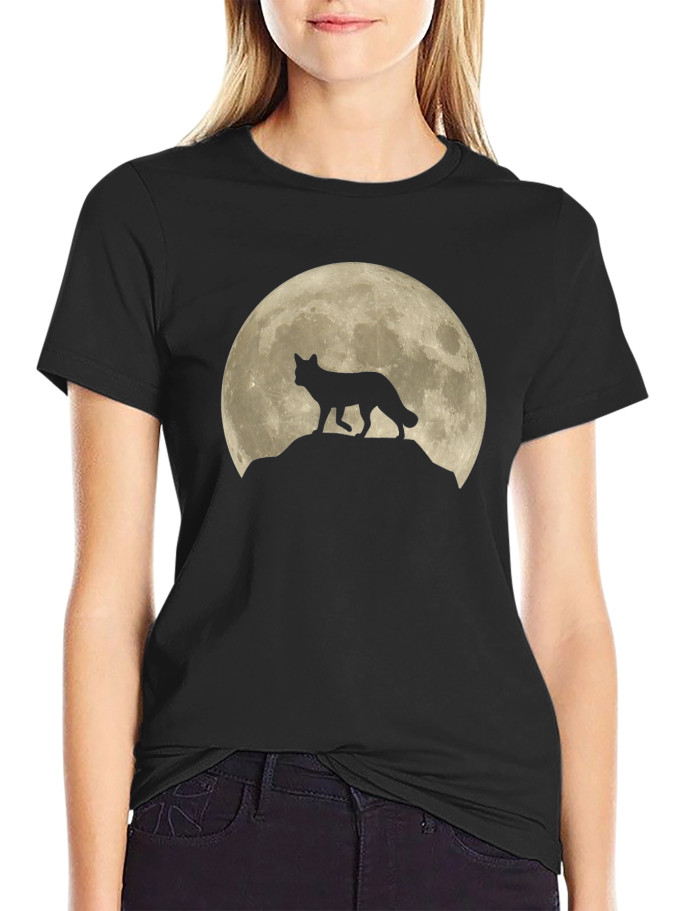 Black Wolf Moon Graphic T-Shirt - Black view 2