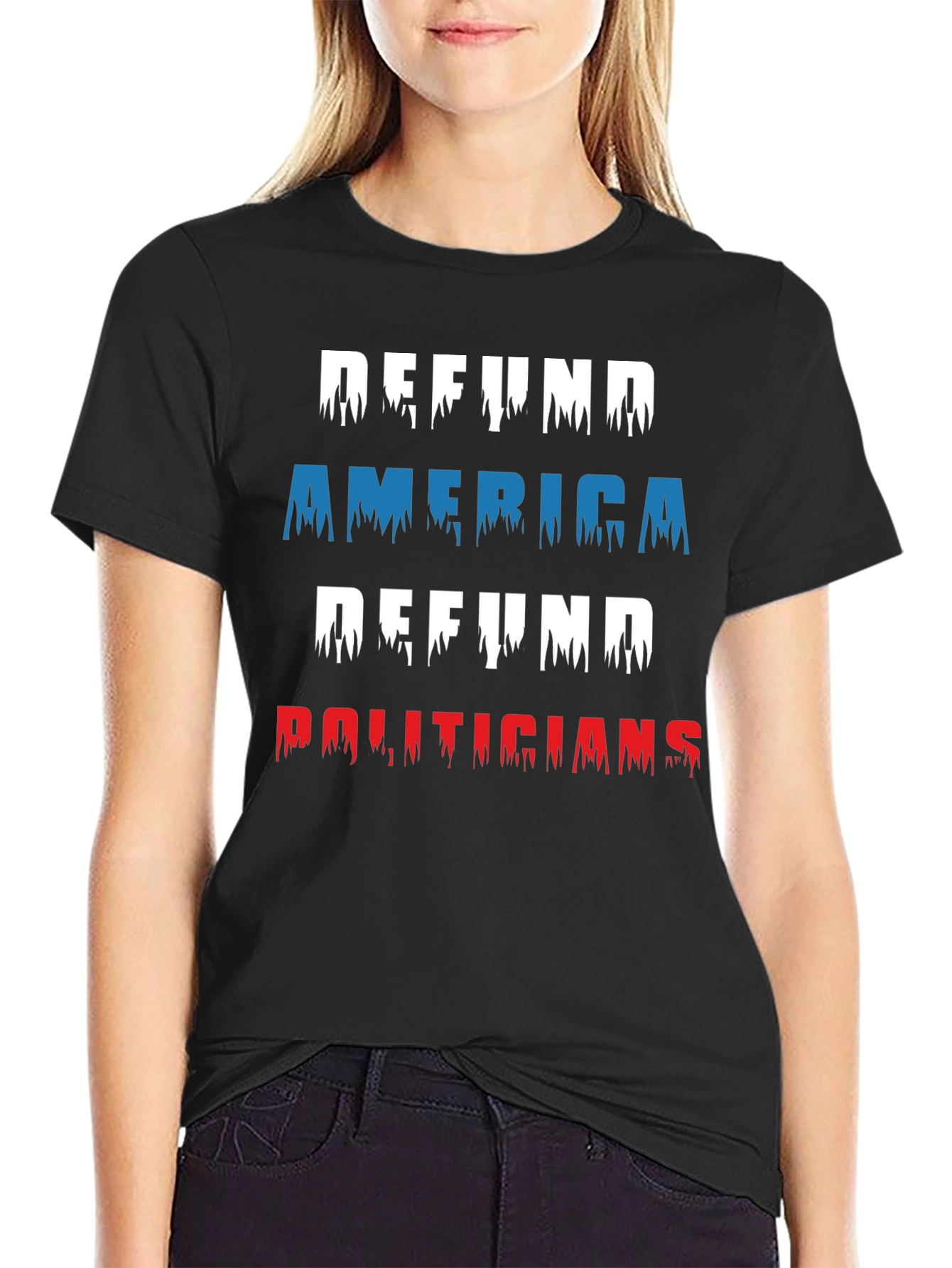 Black Defund America Politicians Graphic Tee view 2
