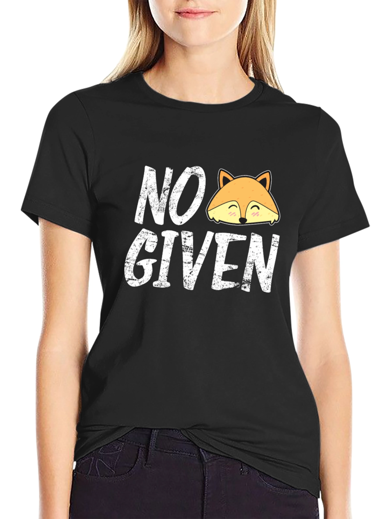 Black No Fox Given Graphic Tee - Funny Animal Pun Shirt view 2