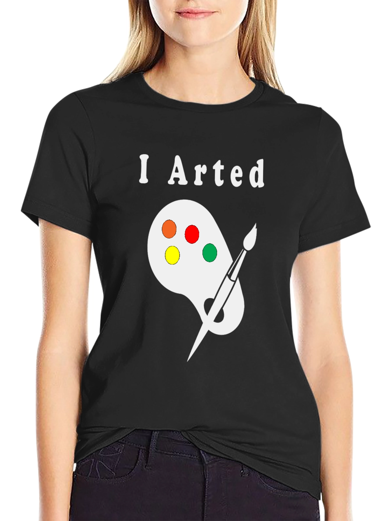 Black I Arted T-Shirt - Painter Palette Design view 2