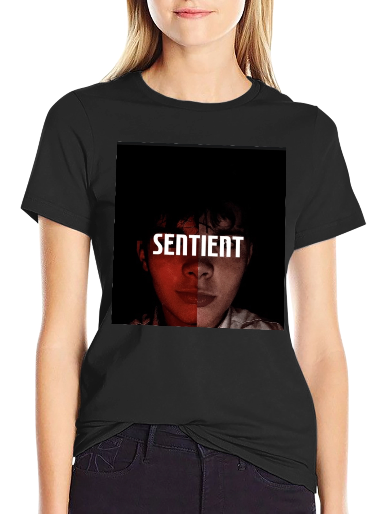 Black Sentient Graphic Tee - Modern Streetwear view 2