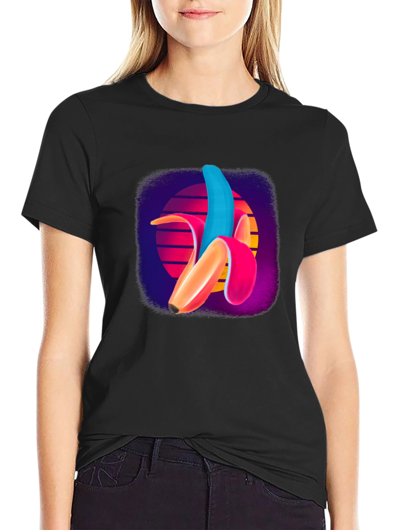 Black Retro Banana T-Shirt - Cool Graphic Tee view 2