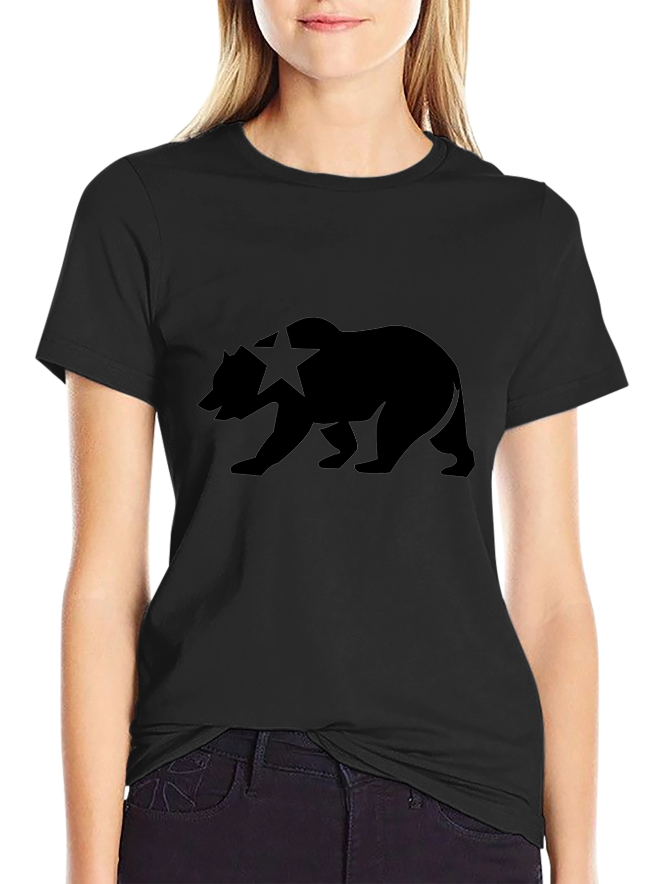 Black California Bear Black T-Shirt view 2