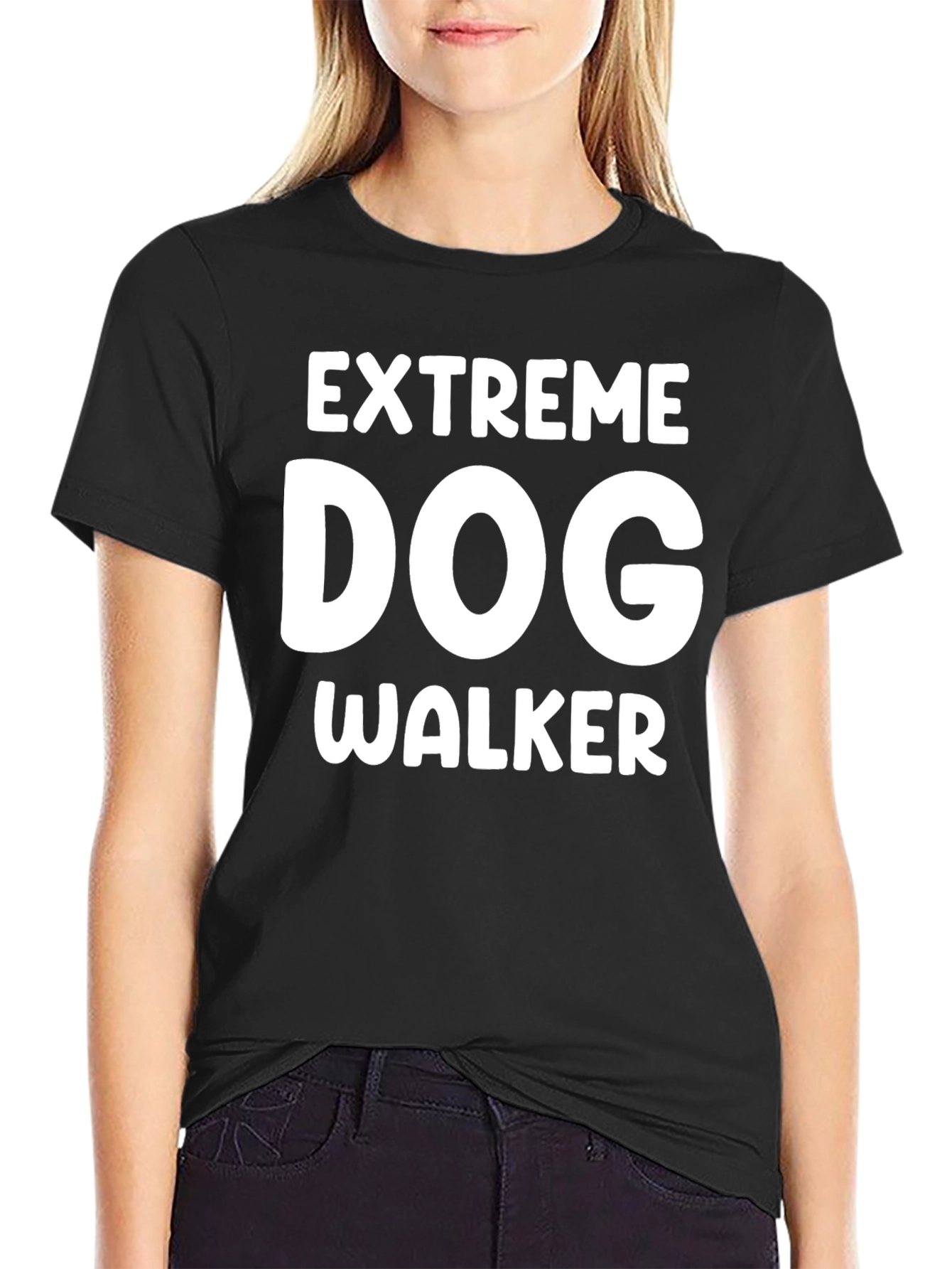 Black Extreme Dog Walker Graphic Tee - Black Cotton T-Shirt view 2