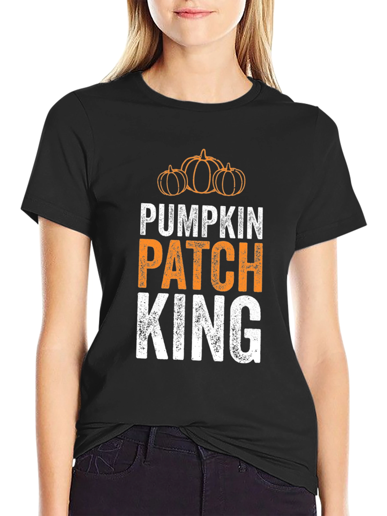 Black Pumpkin Patch King T-Shirt view 2