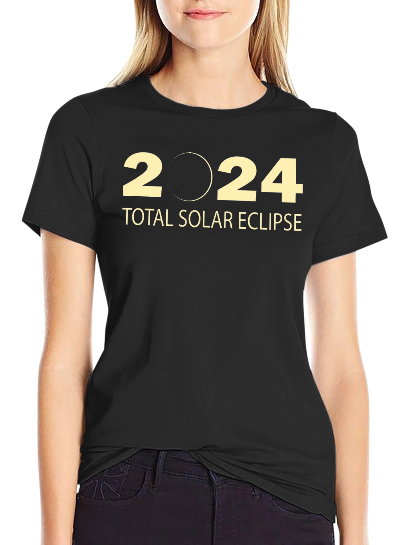 Black 2024 Total Solar Eclipse Black T-Shirt view 2