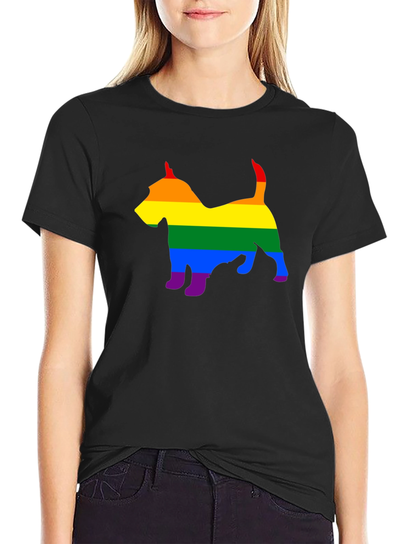 Black Rainbow Dog Silhouette Tee - Pride Apparel view 2